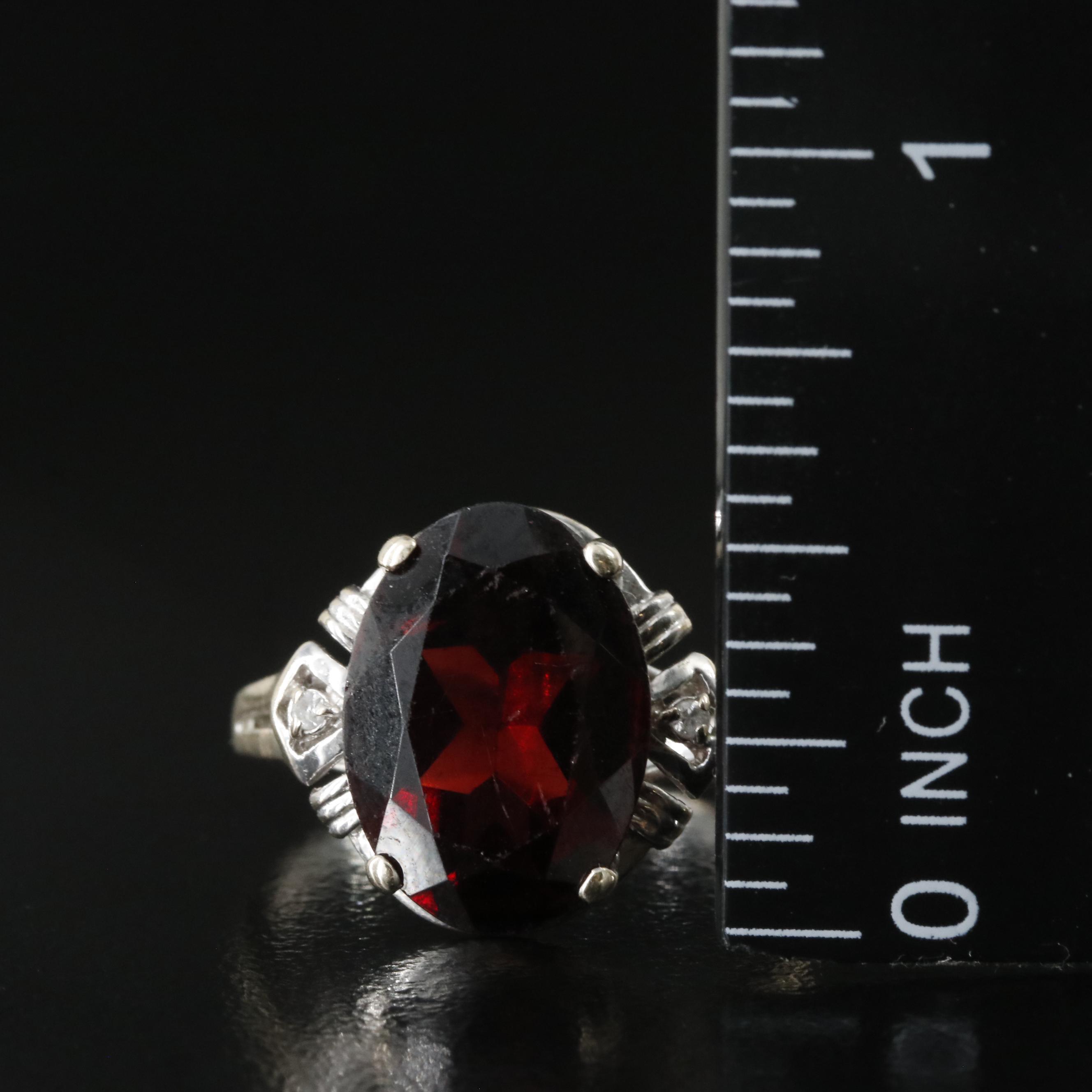 14K Garnet and Diamond Ring