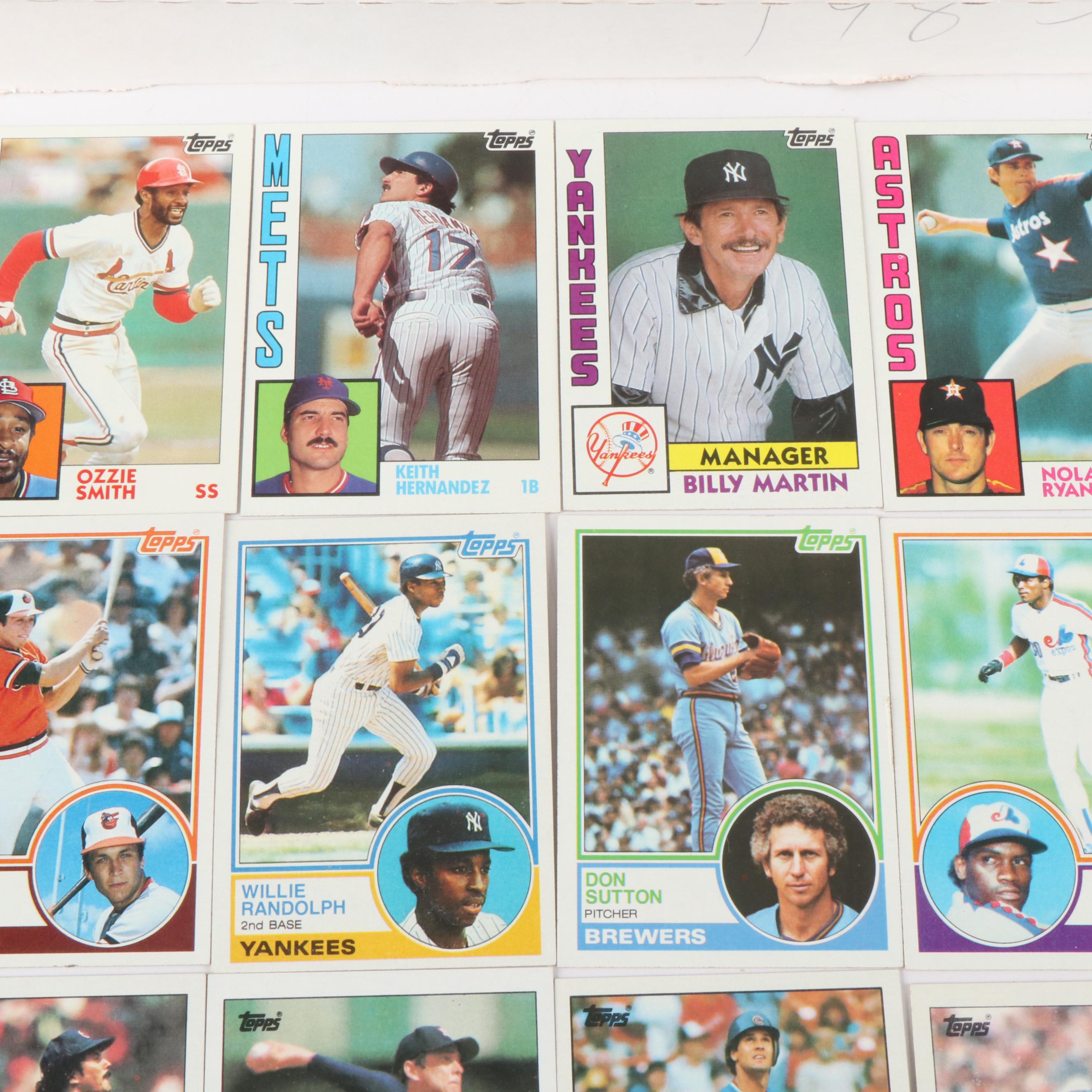 Topps Baseball Cards Featuring Nolan Ryan, Ryne Sandberg, and More, 1983-1985