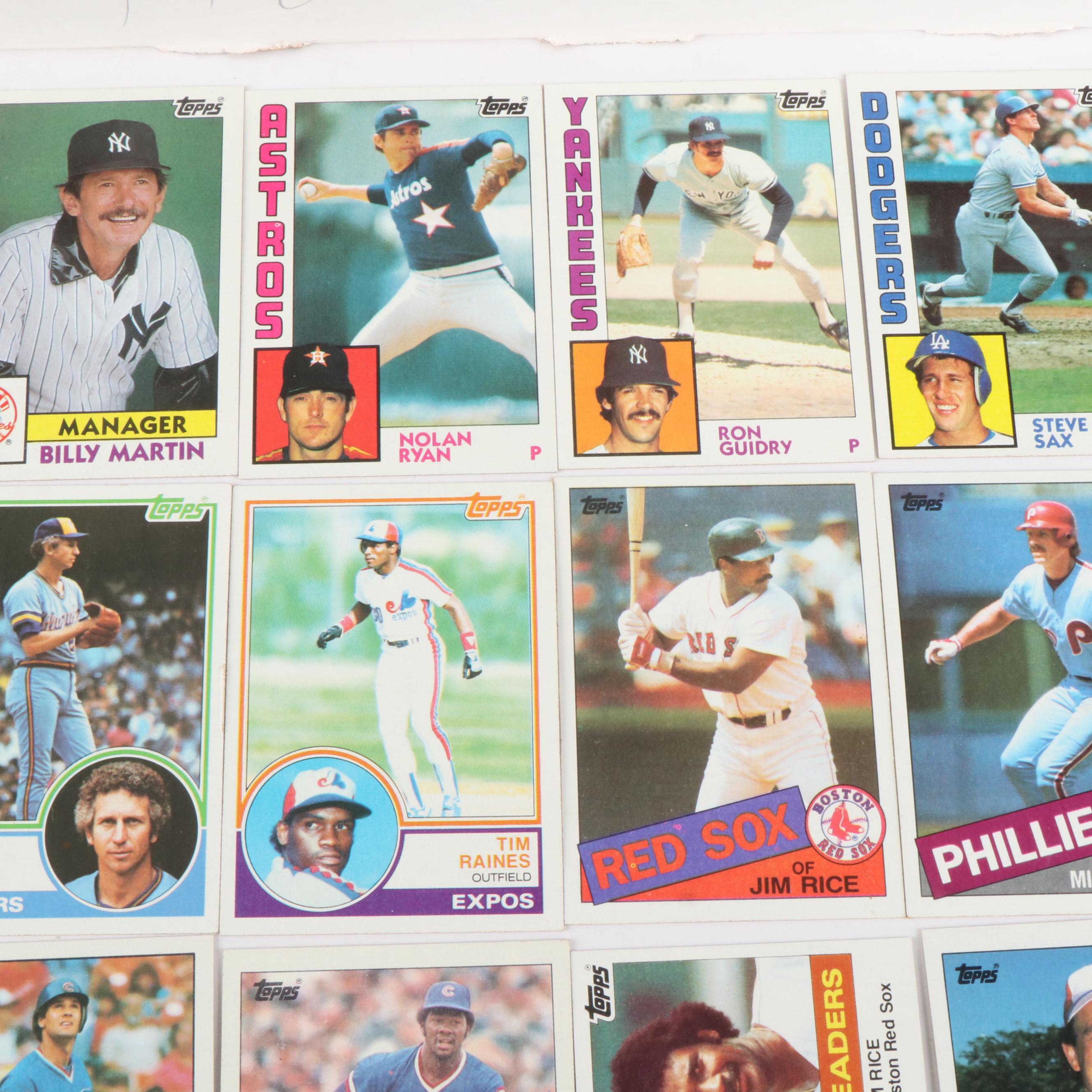 Topps Baseball Cards Featuring Nolan Ryan, Ryne Sandberg, and More, 1983-1985