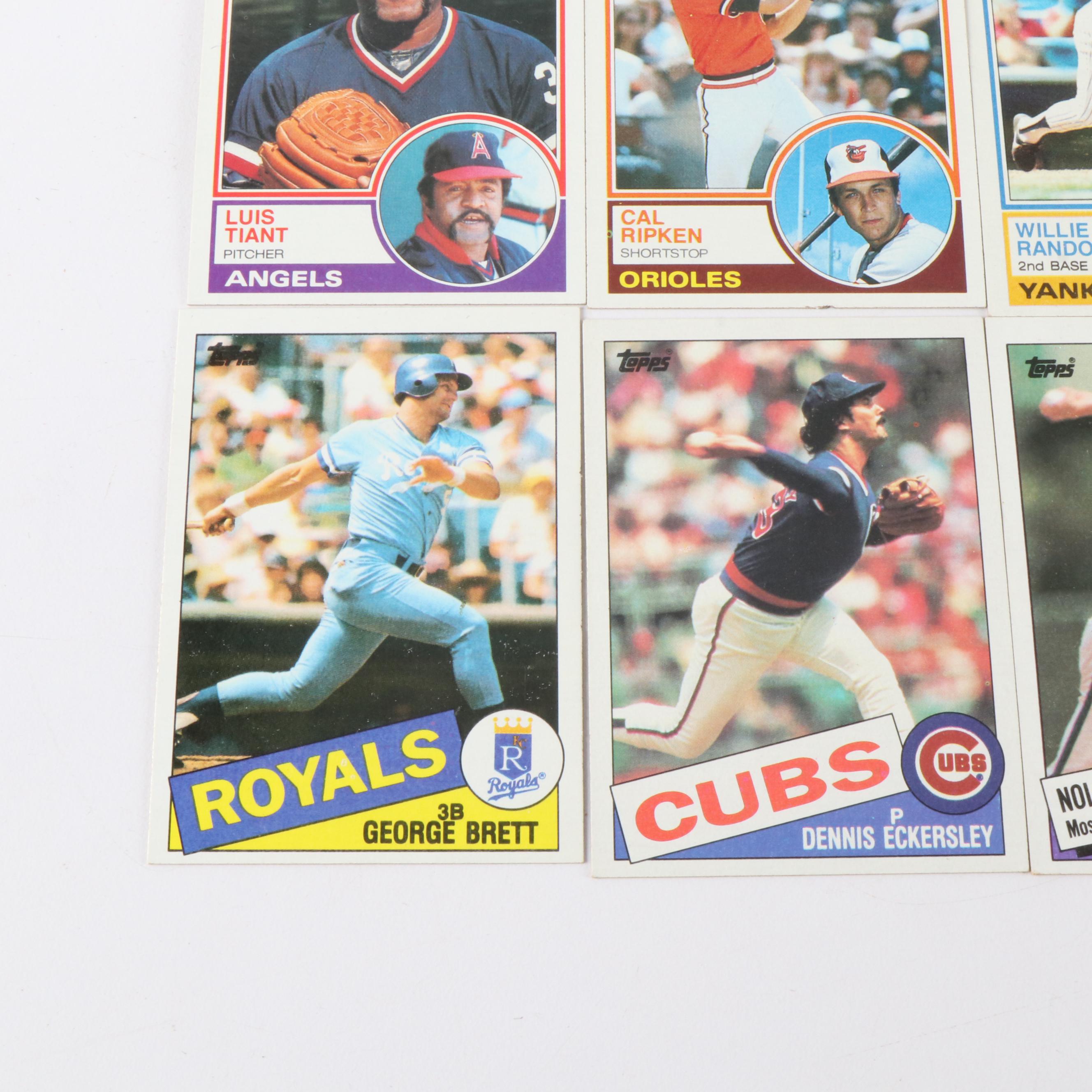 Topps Baseball Cards Featuring Nolan Ryan, Ryne Sandberg, and More, 1983-1985