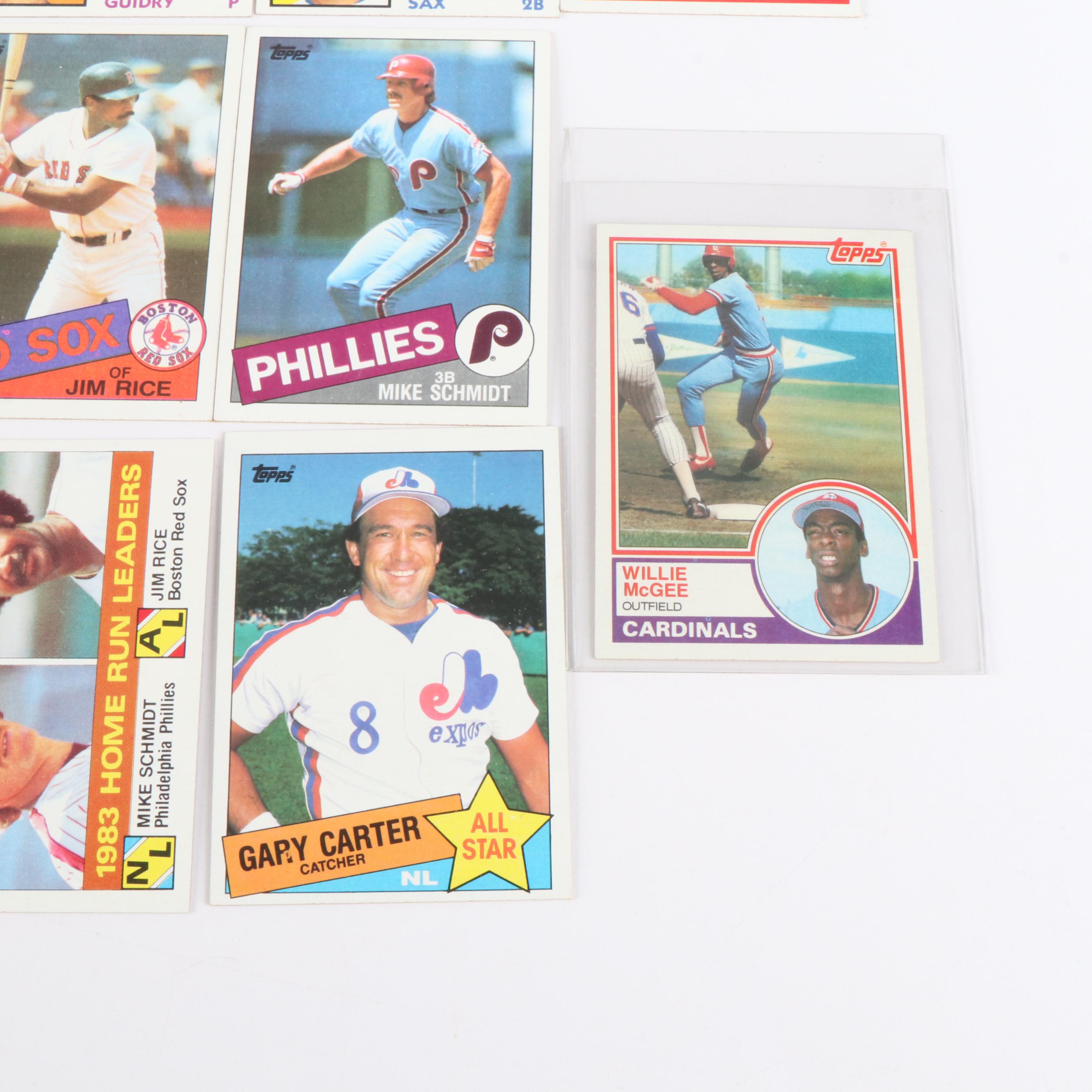 Topps Baseball Cards Featuring Nolan Ryan, Ryne Sandberg, and More, 1983-1985