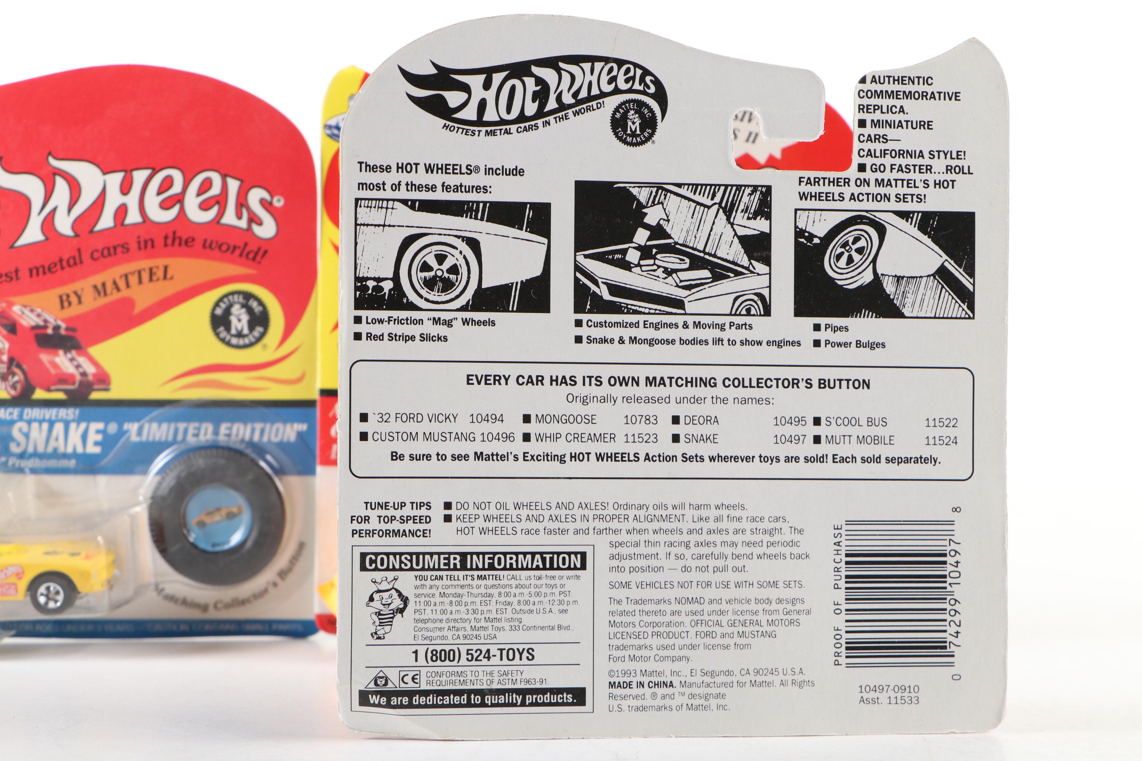 Mattel Hot Wheels Vintage Collection Diecast Vehicles, 1990s