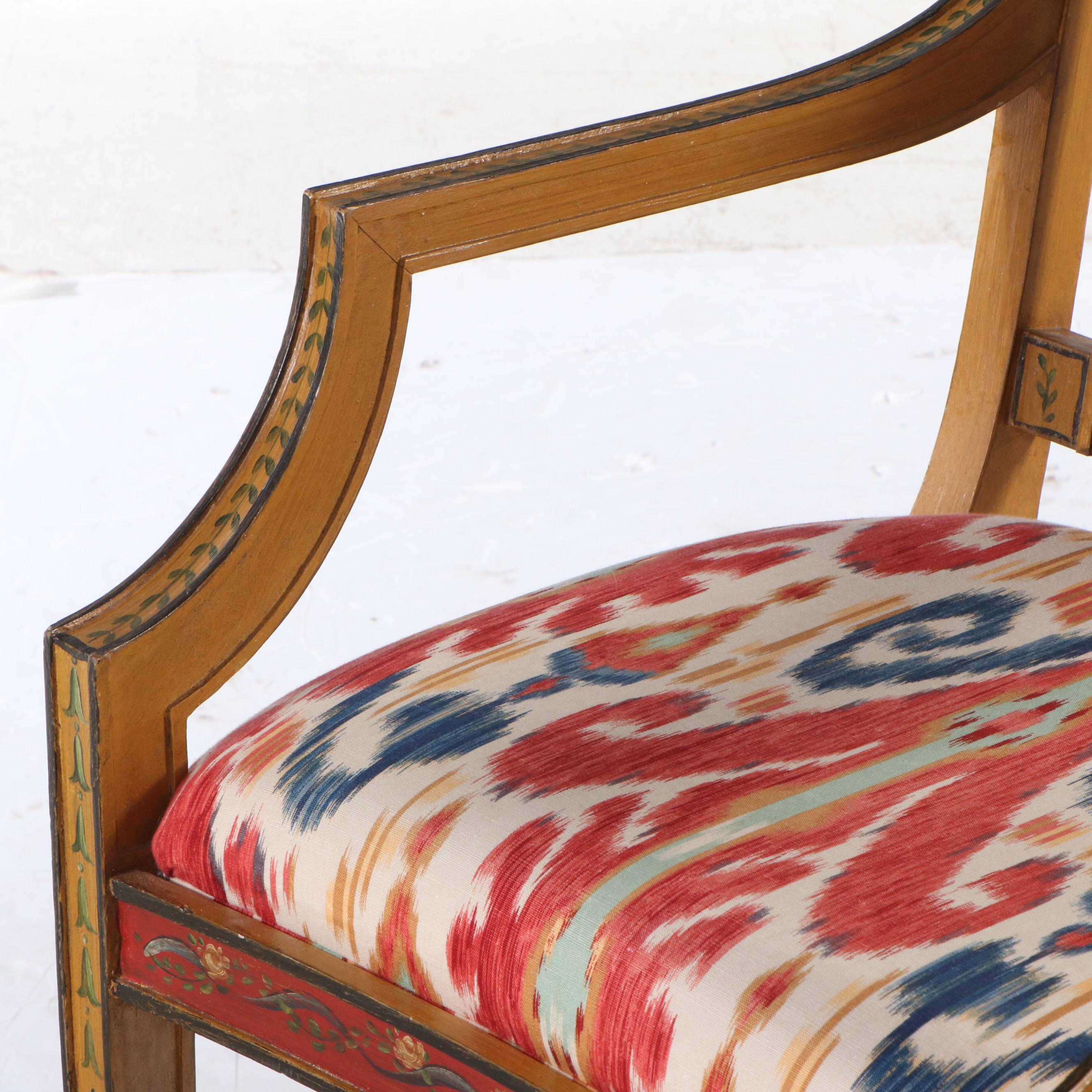 Hand-Painted Regency Style Armchair signed Jane Keltner, 1998