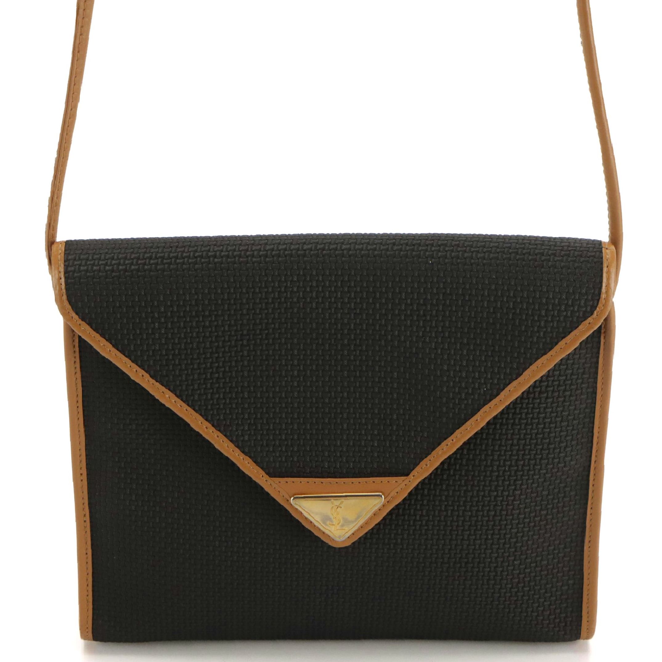 Yves Saint Laurent Envelope Flap Shoulder Bag in Textured Coated Canvas