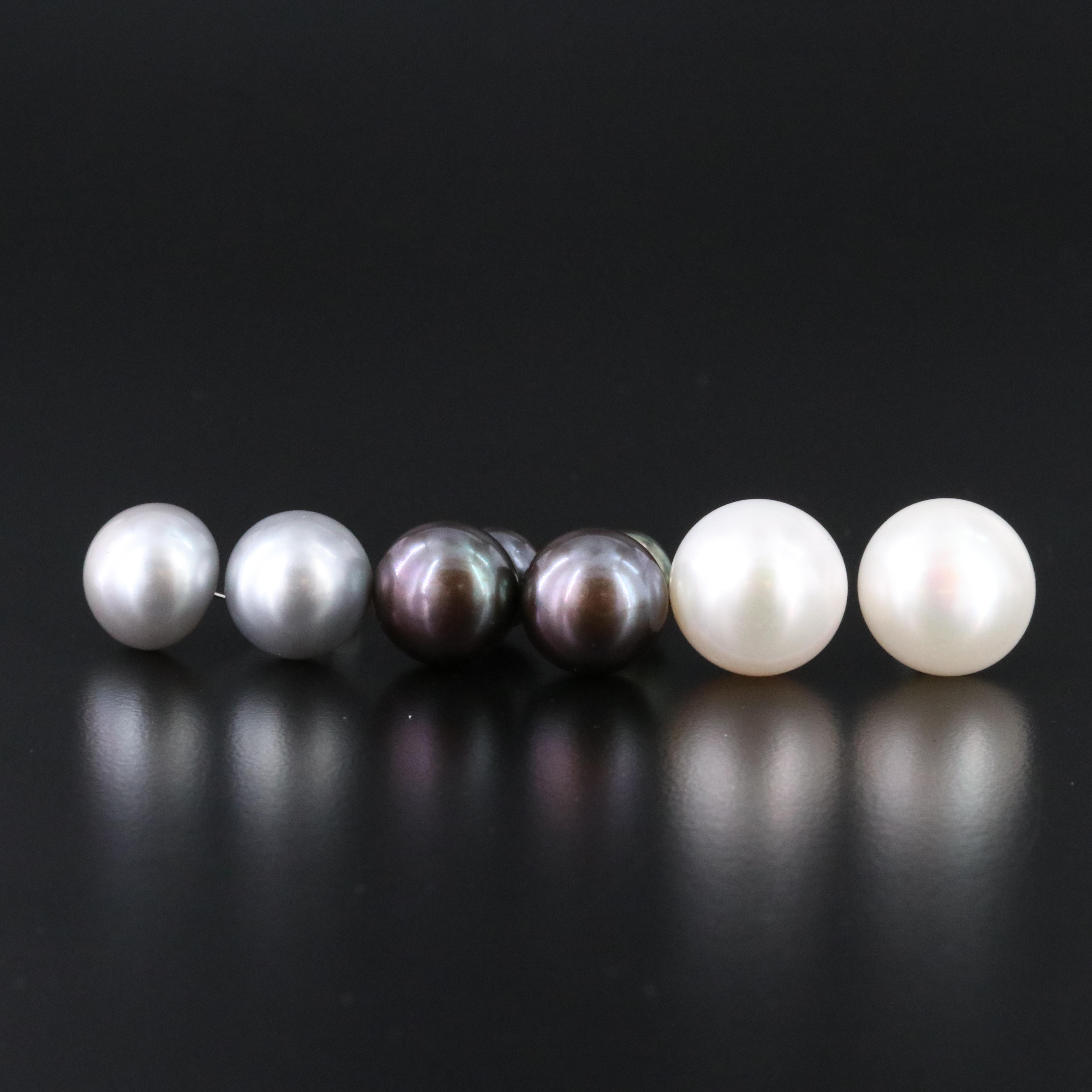 14K Pearl Front-Back and 18K Stud Earrings