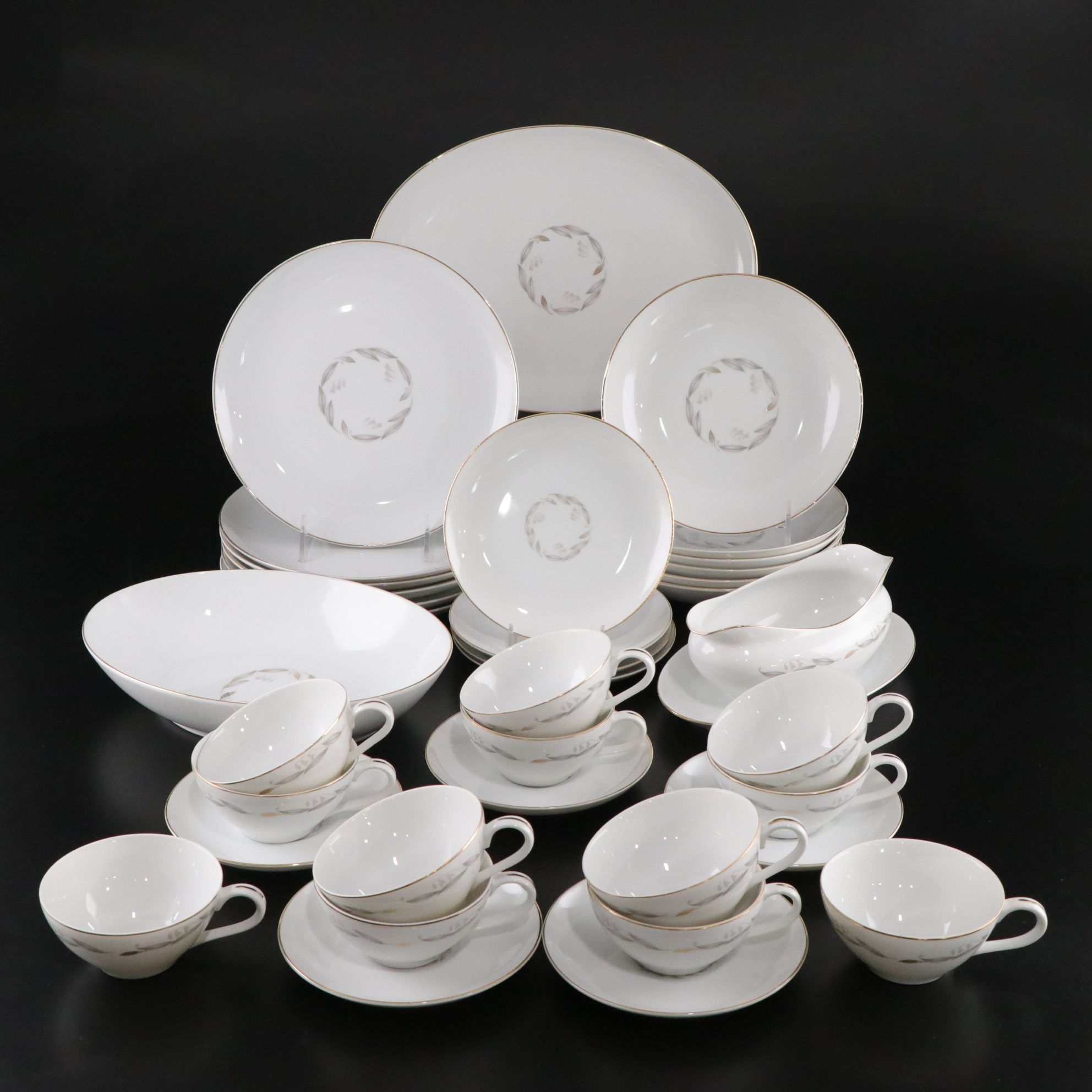 Kaysons "Golden Fantasy" Gravy Boat, Platter & Other Dinnerware