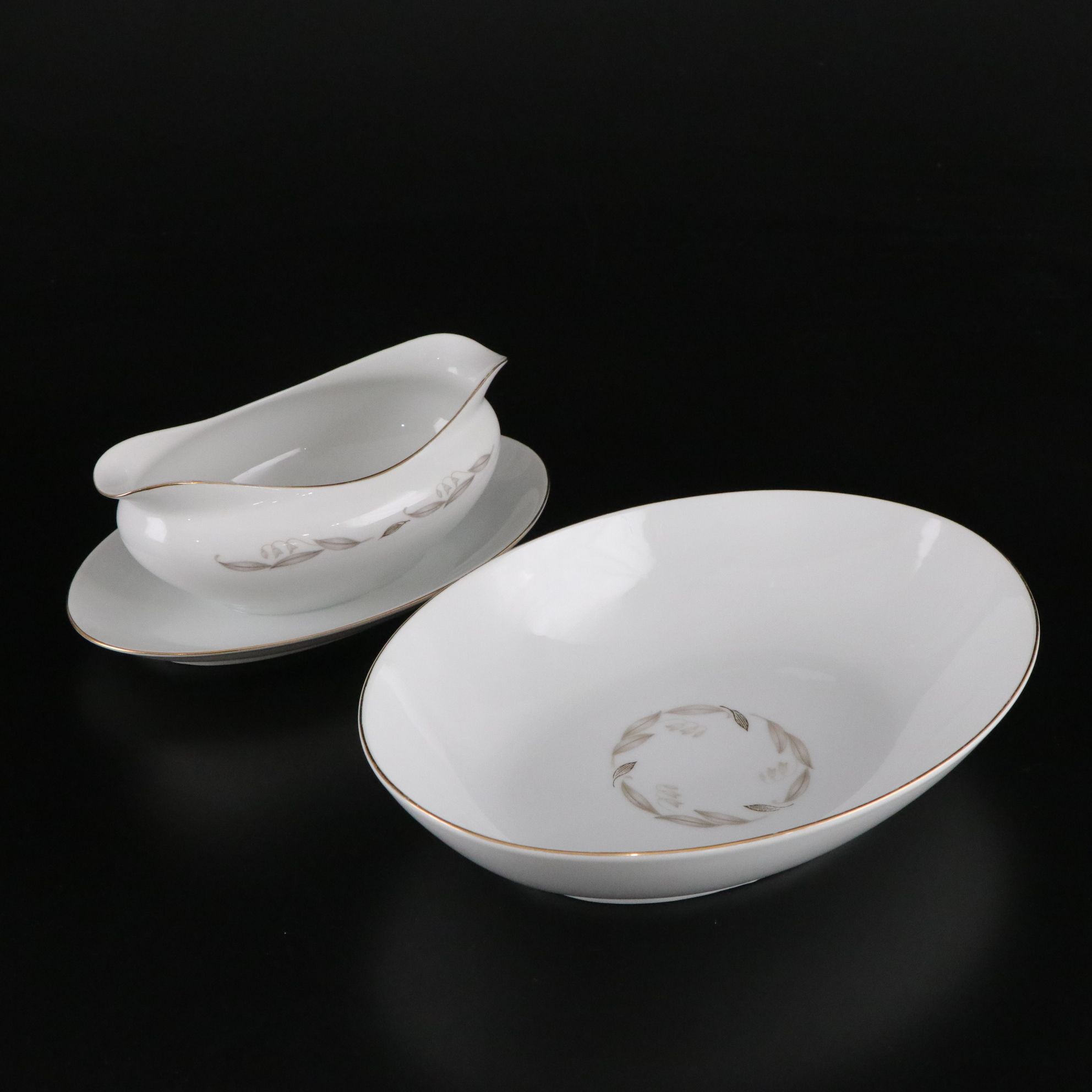 Kaysons "Golden Fantasy" Gravy Boat, Platter & Other Dinnerware