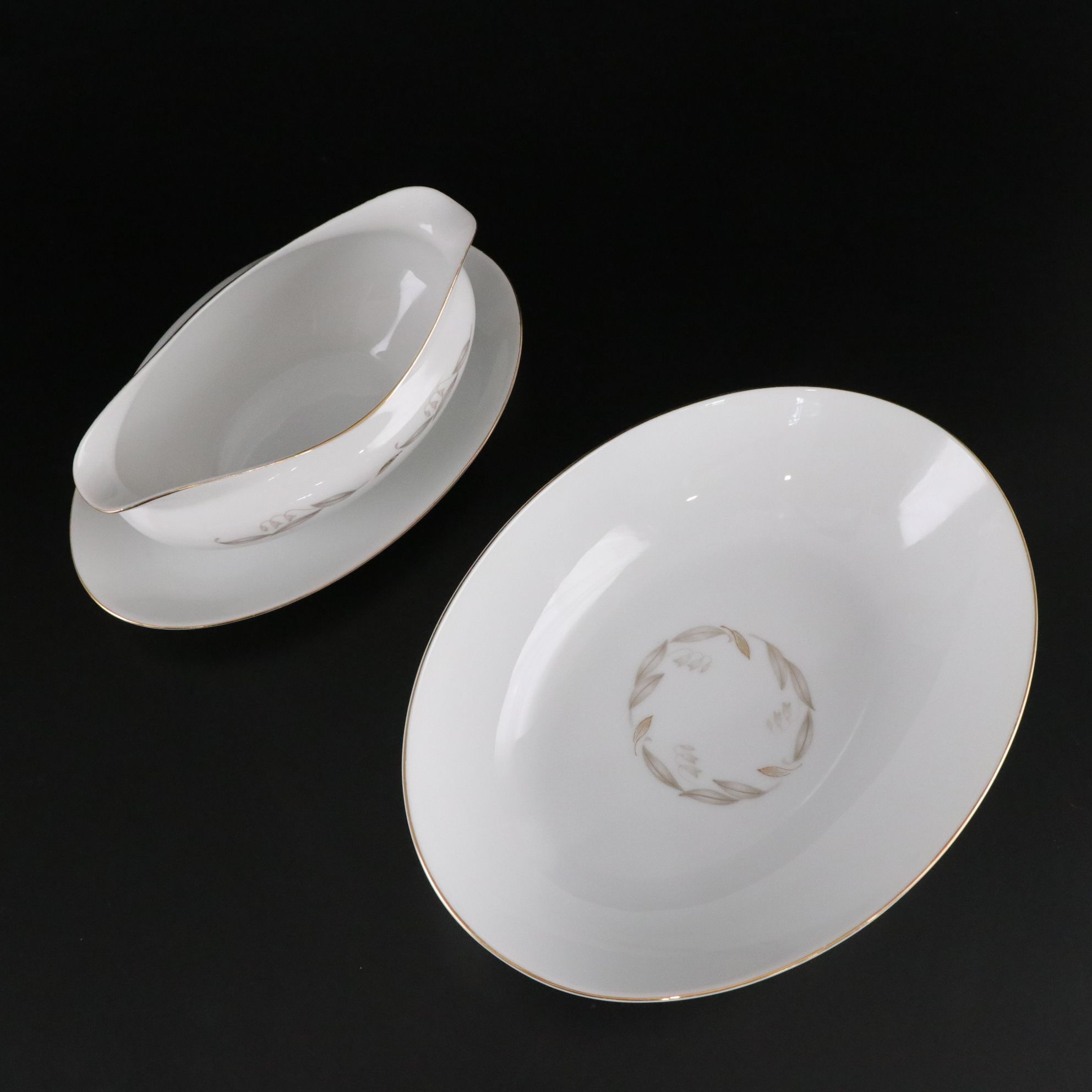 Kaysons "Golden Fantasy" Gravy Boat, Platter & Other Dinnerware