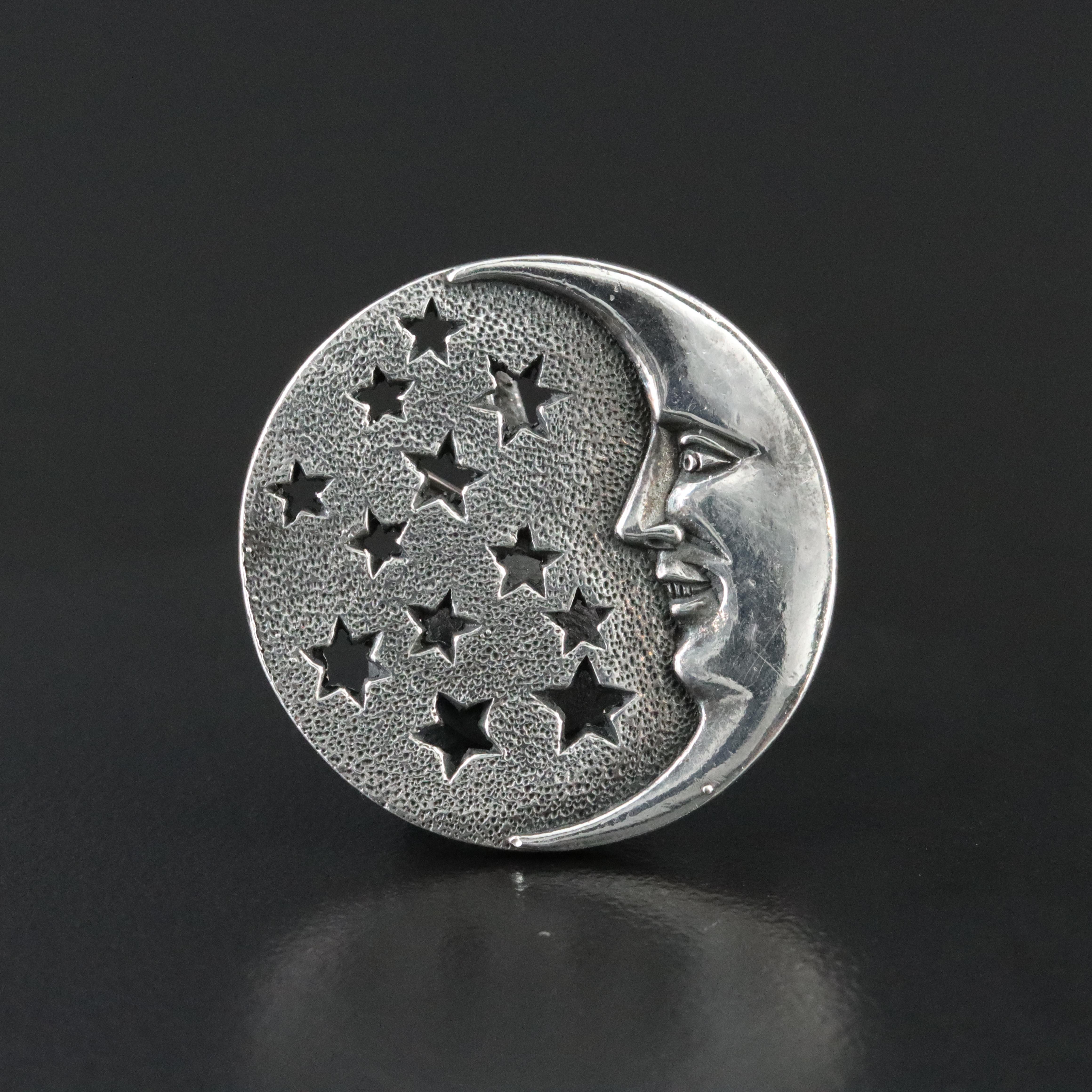 Sterling Moon and Stars Converter Brooch