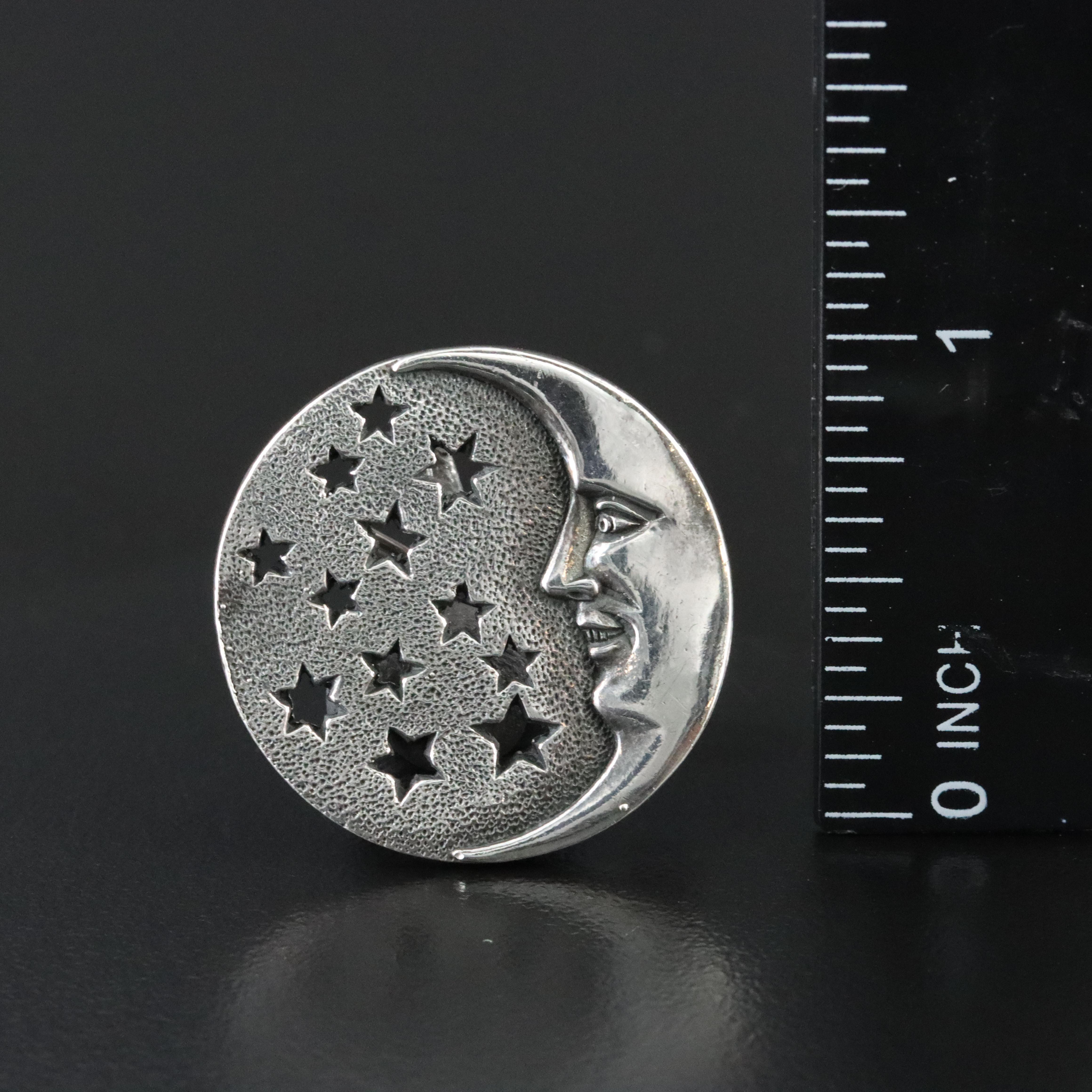 Sterling Moon and Stars Converter Brooch