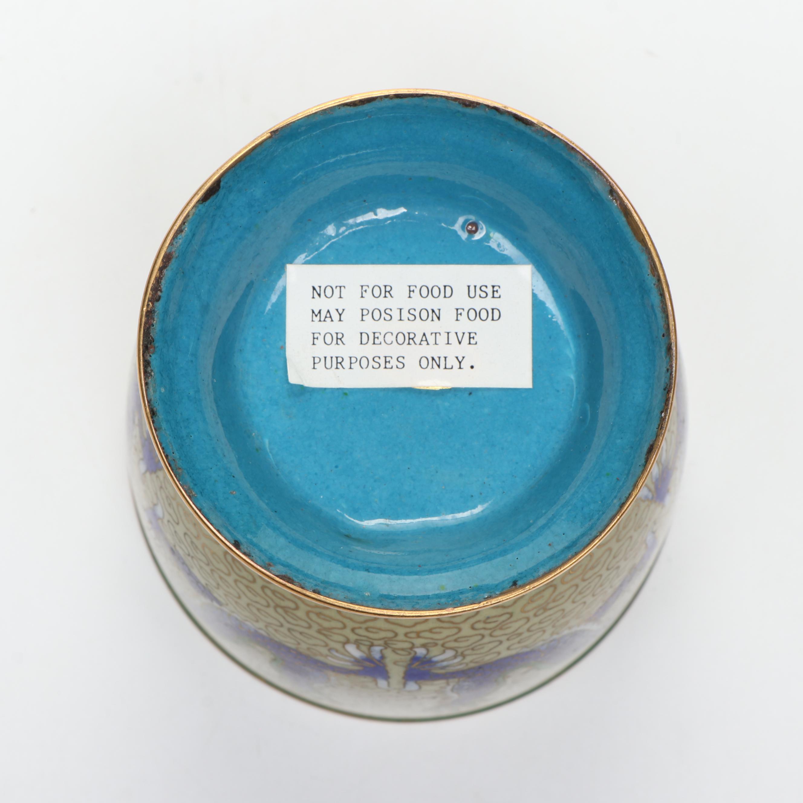 Chinese Yellow Dragon and Floral Cloisonné Vases with Lidded Urn