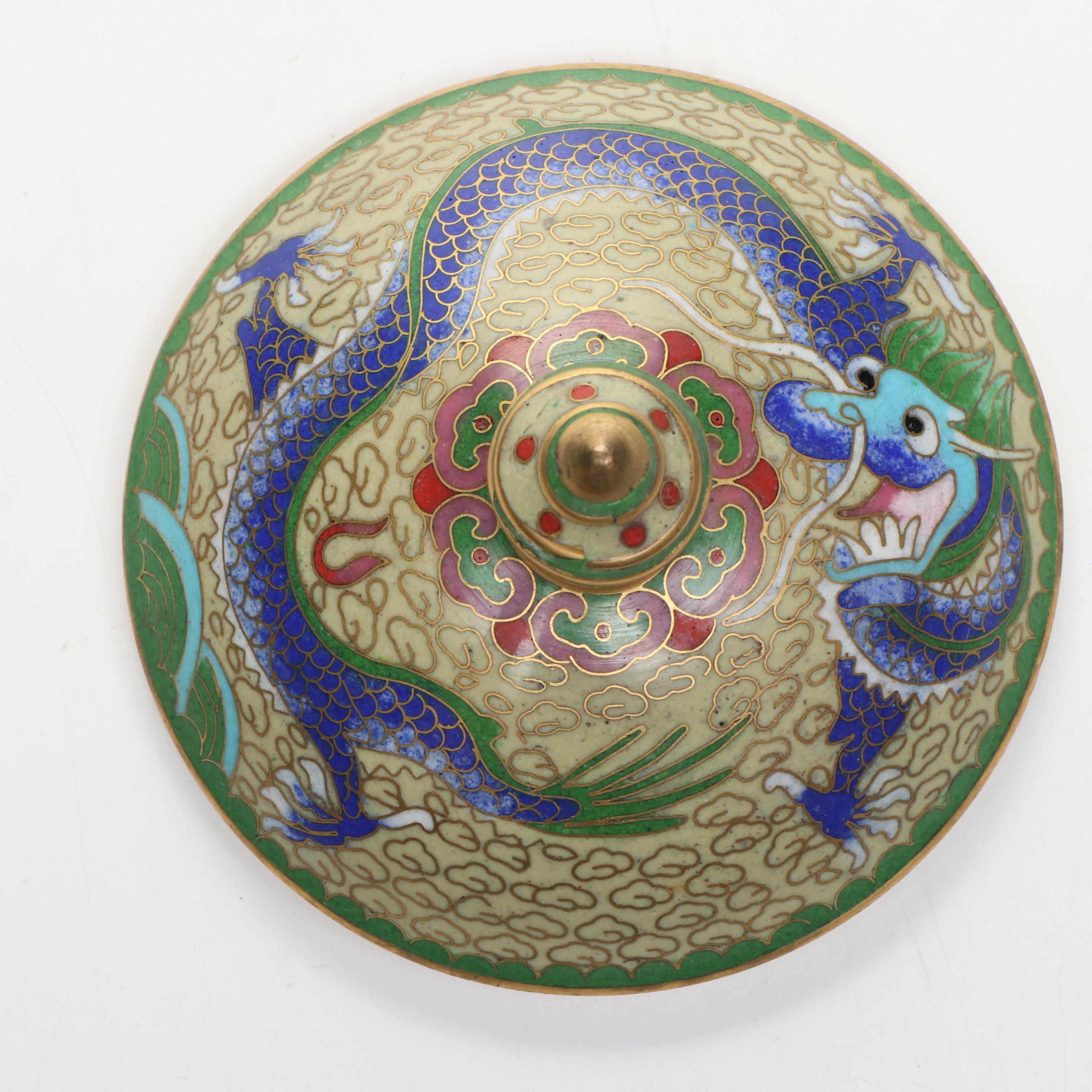 Chinese Yellow Dragon and Floral Cloisonné Vases with Lidded Urn