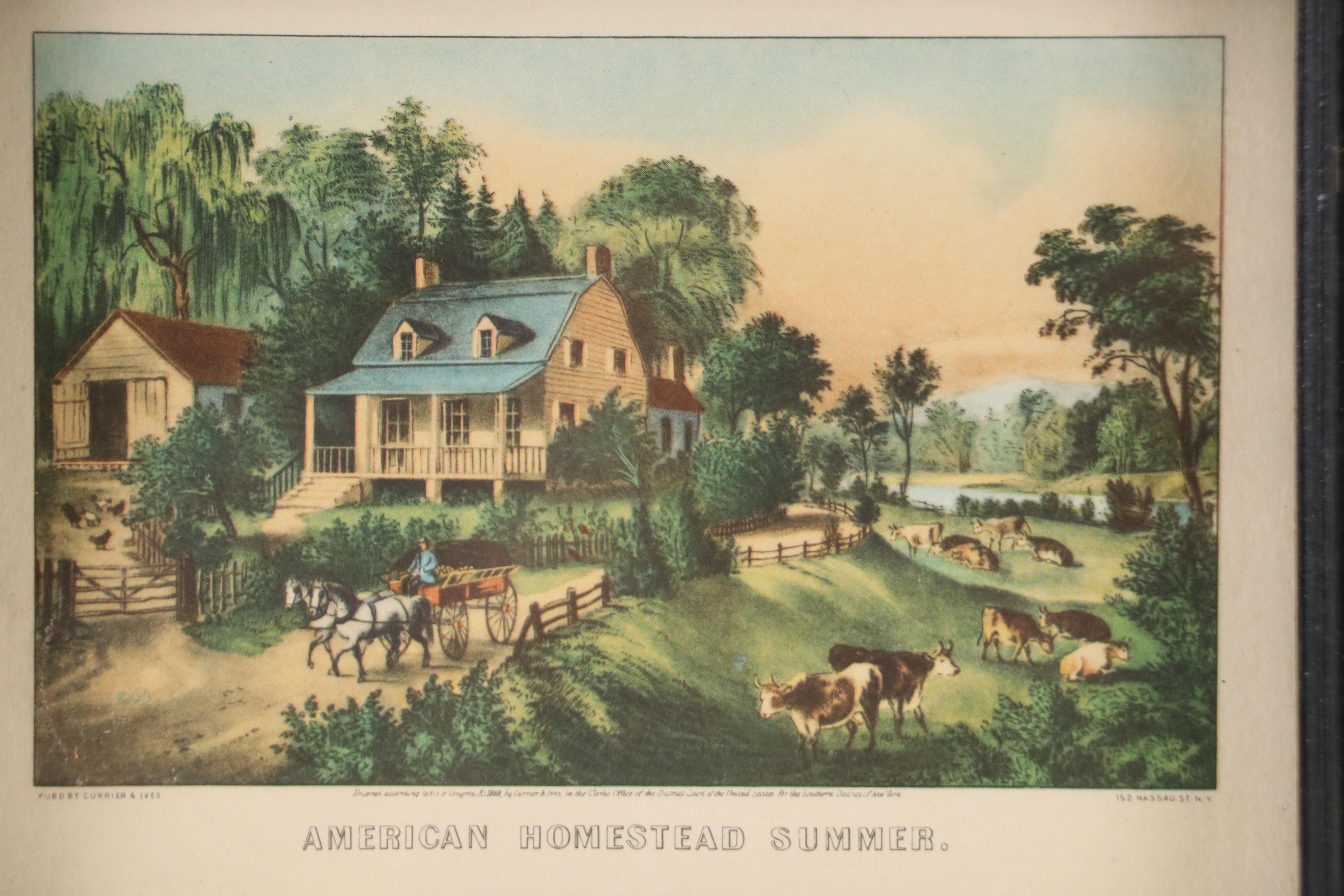 Offset Lithographs After Currier & Ives "American Homestead" Four Seasons