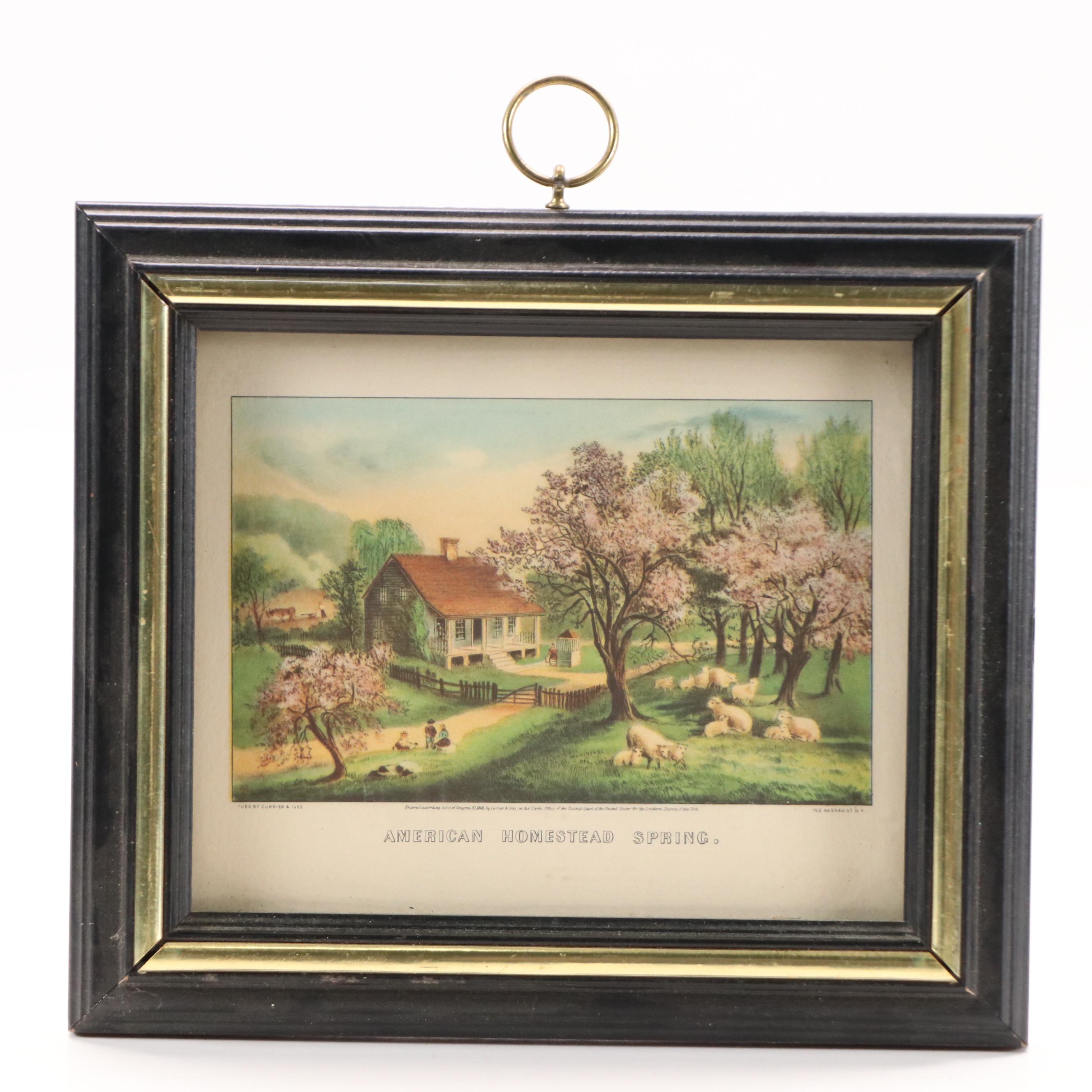 Offset Lithographs After Currier & Ives "American Homestead" Four Seasons