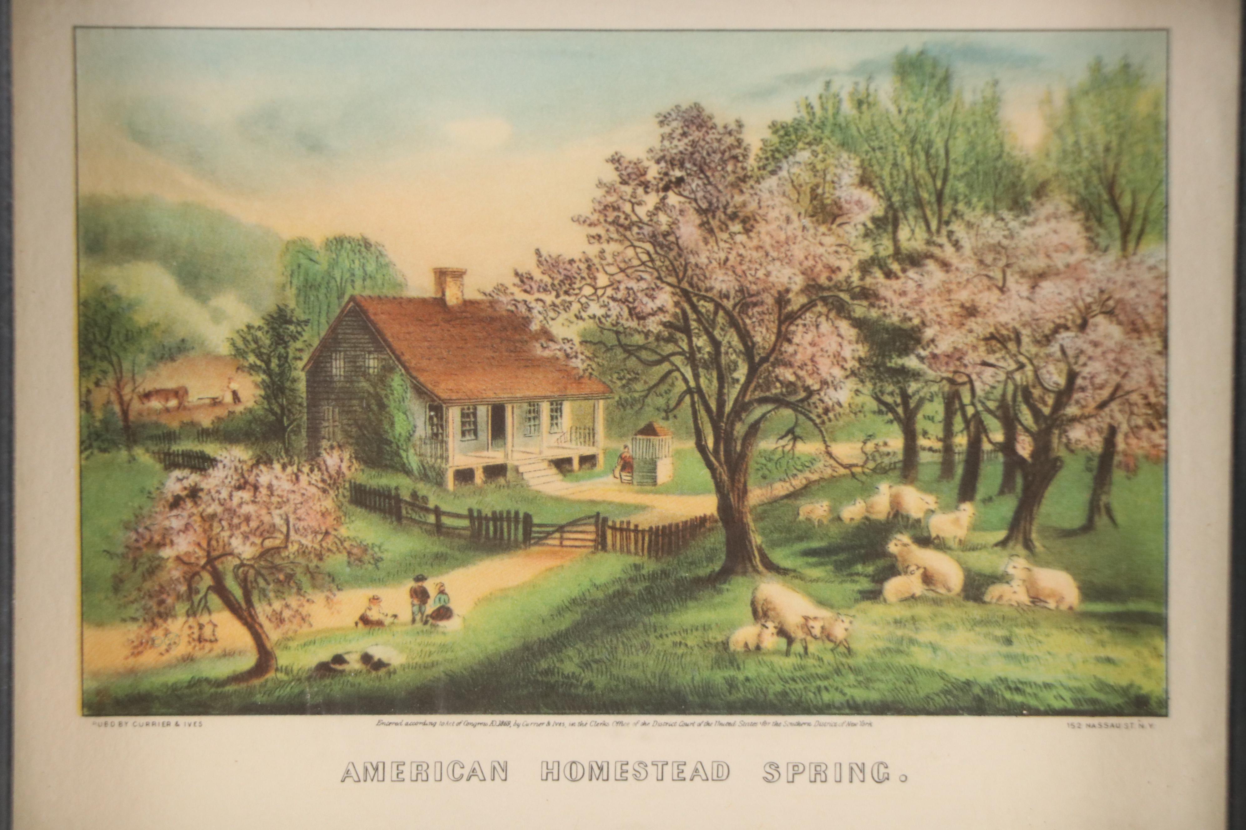 Offset Lithographs After Currier & Ives "American Homestead" Four Seasons