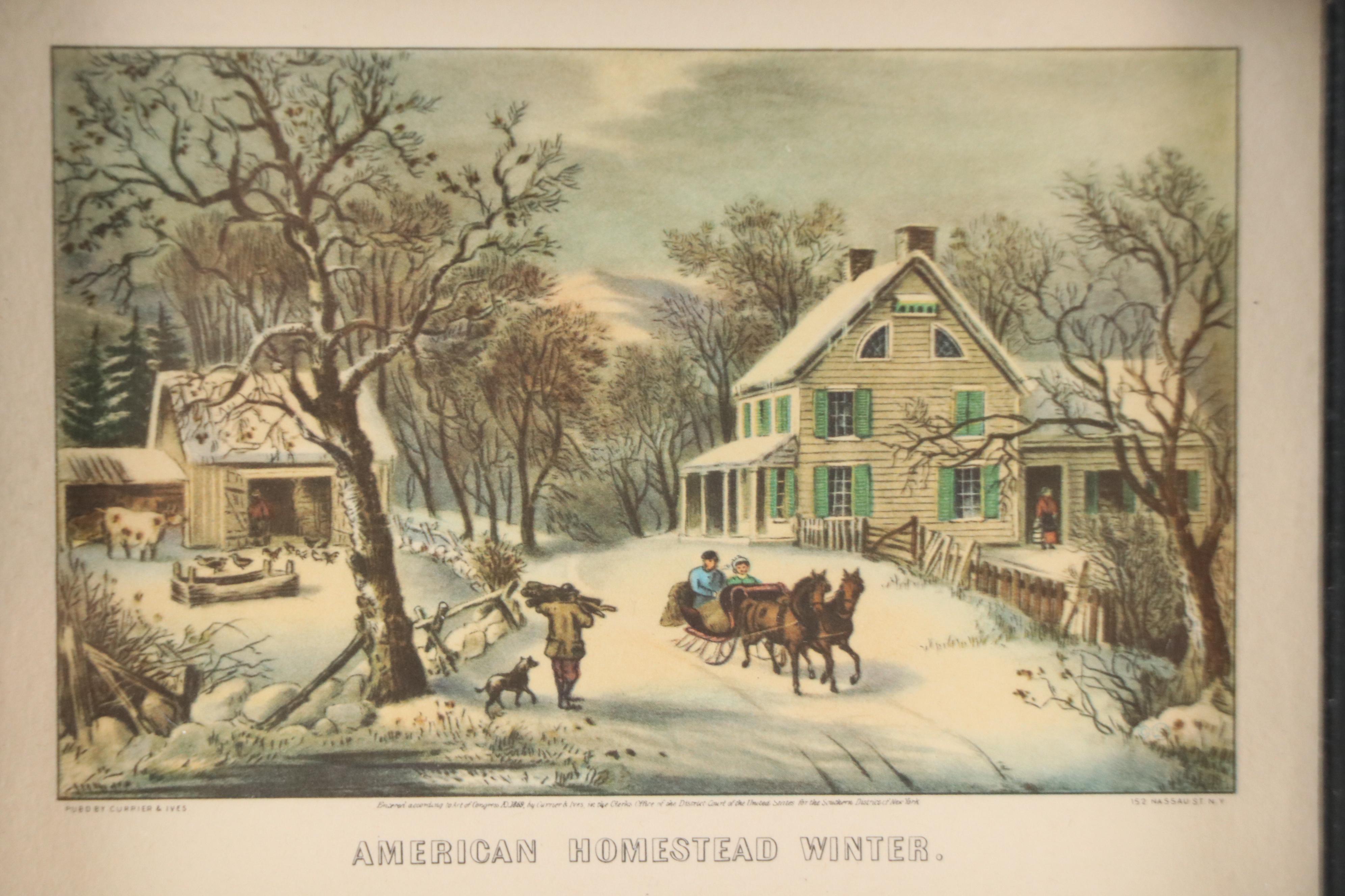 Offset Lithographs After Currier & Ives "American Homestead" Four Seasons