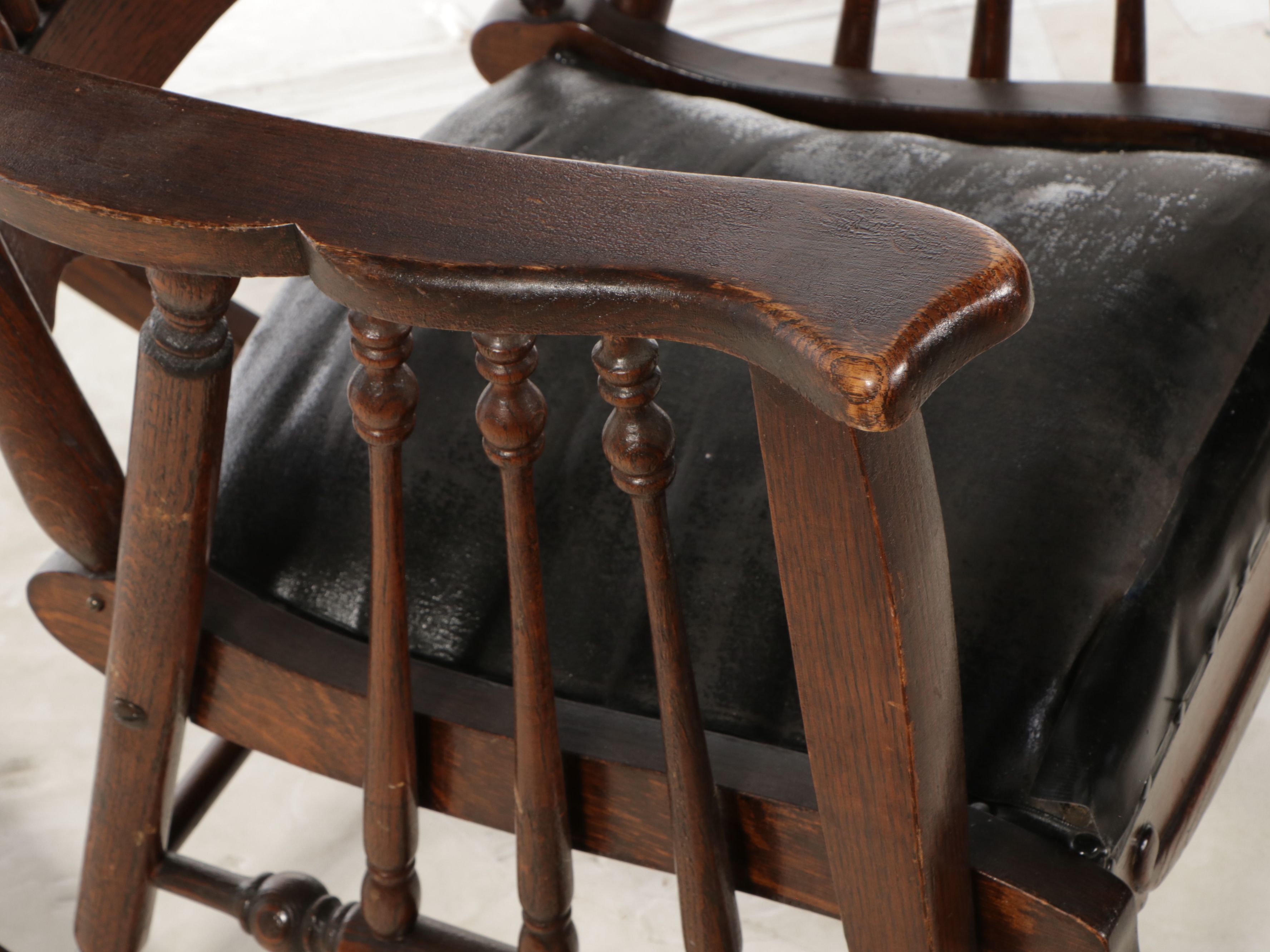 Eastlake Pressed-Back Oak Rocking Chair with Footstool