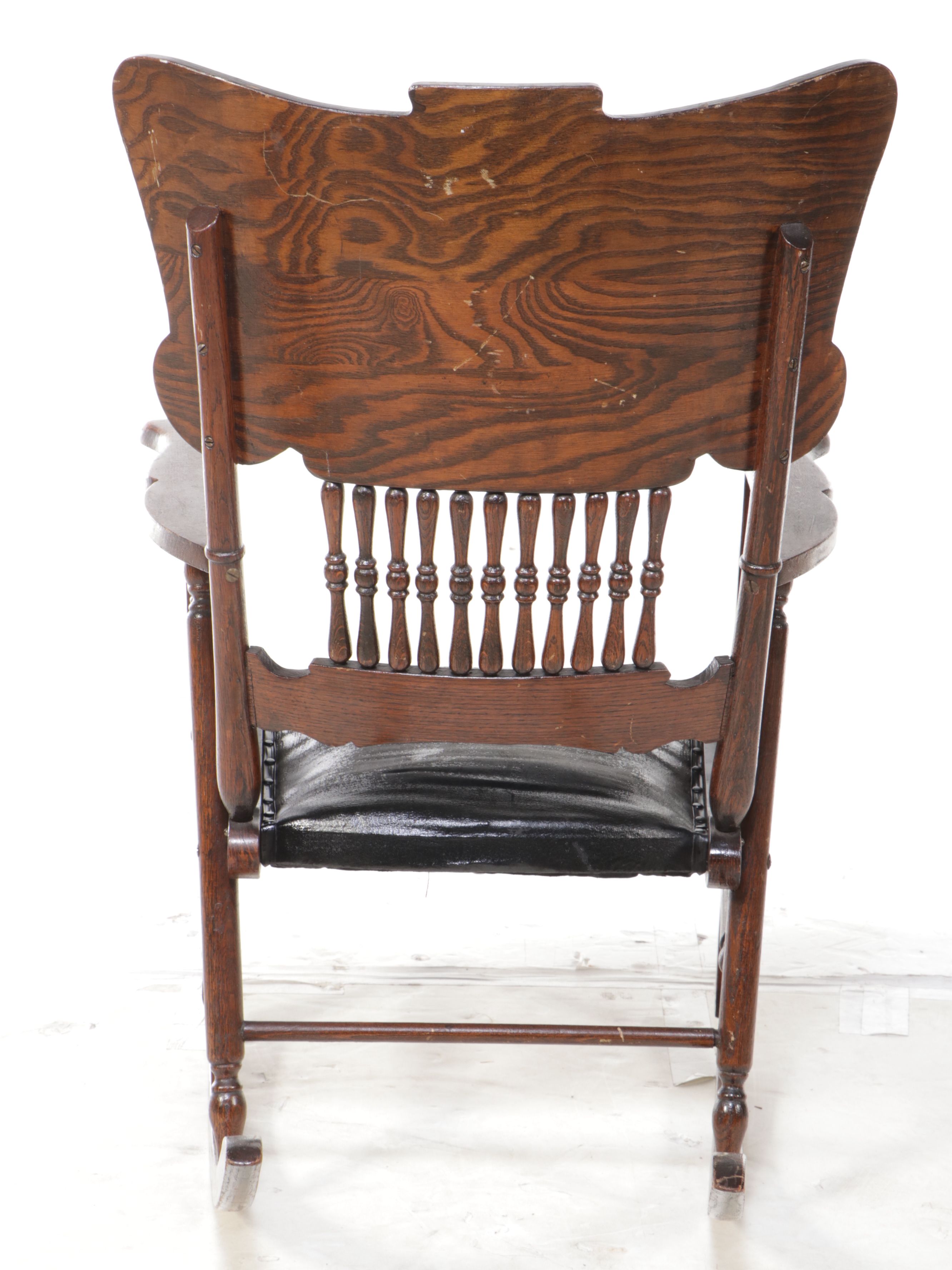 Eastlake Pressed-Back Oak Rocking Chair with Footstool