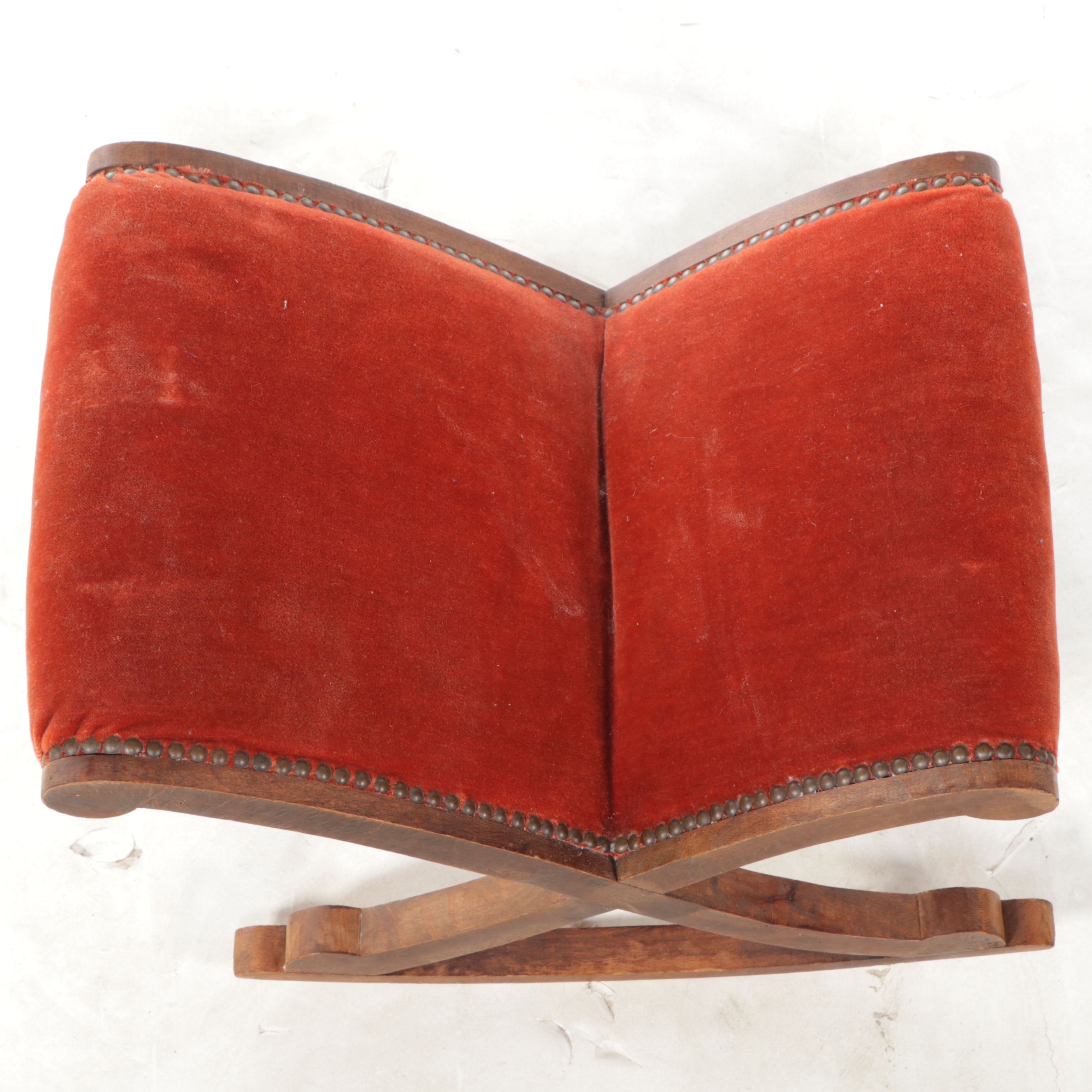 Eastlake Pressed-Back Oak Rocking Chair with Footstool