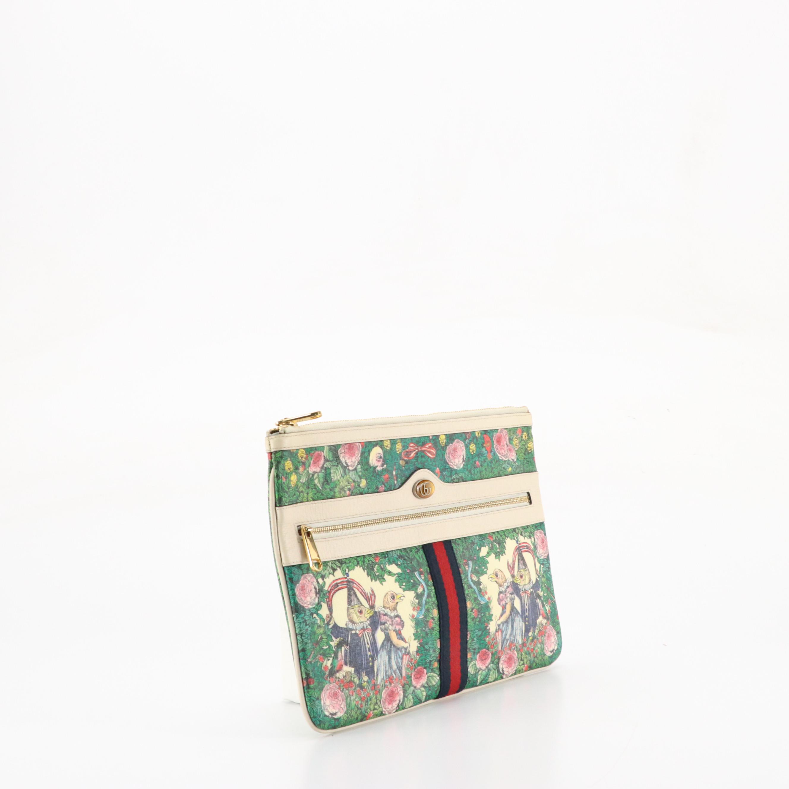 Gucci x Yugo Higuchi Limited Edition Web Stripe Printed Ophidia Zip Clutch