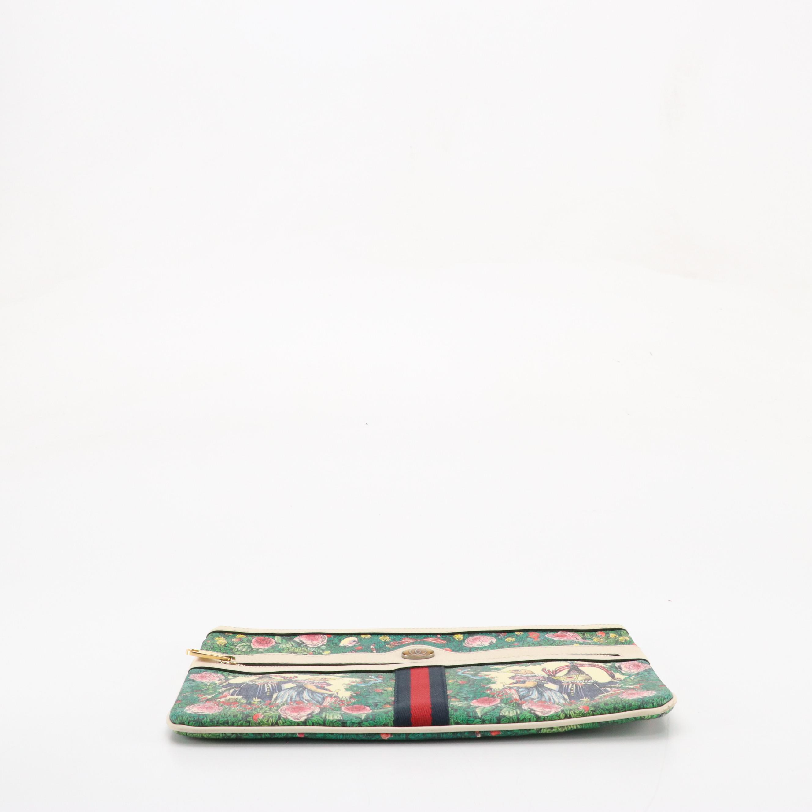 Gucci x Yugo Higuchi Limited Edition Web Stripe Printed Ophidia Zip Clutch