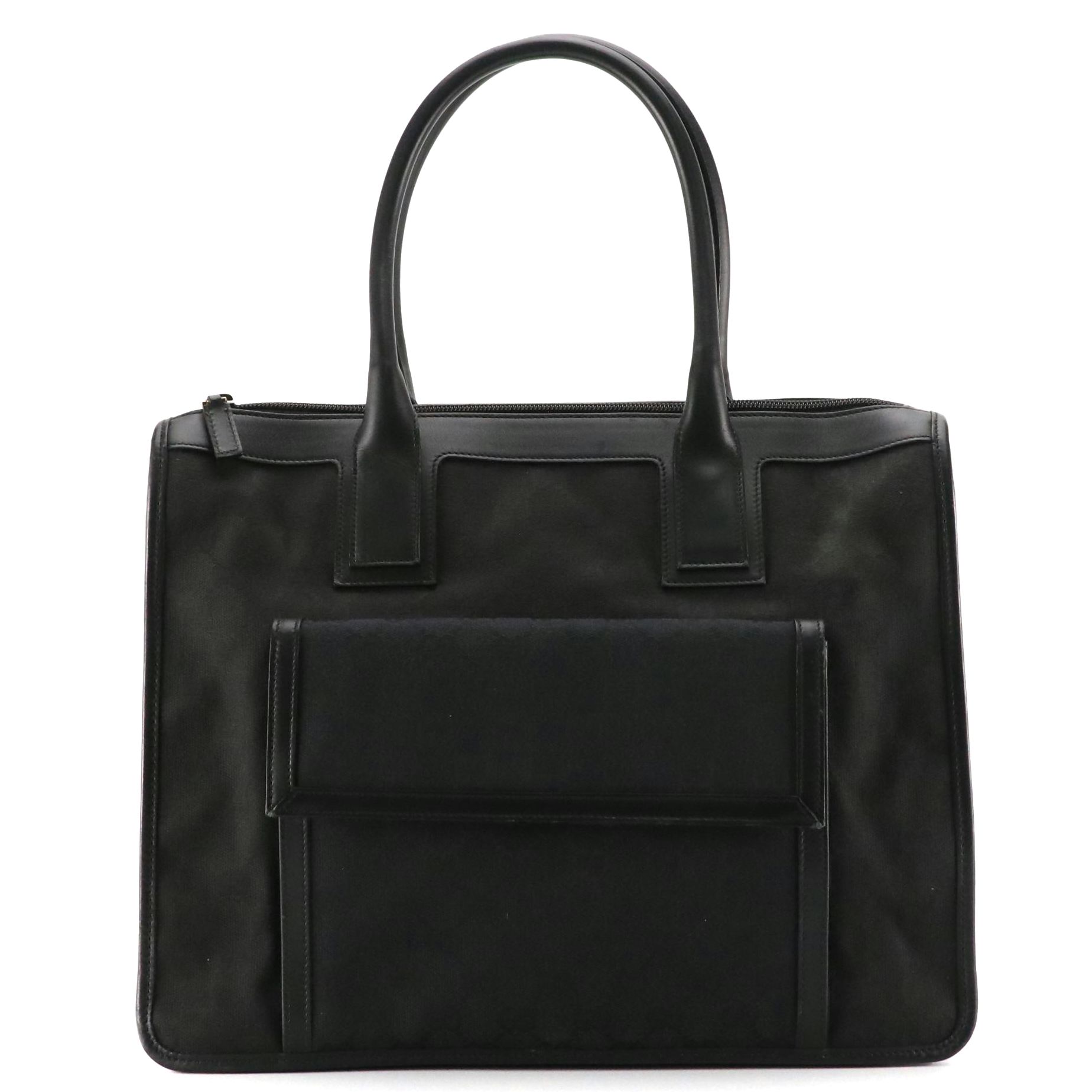 Gucci Black GG Jacquard Canvas and Leather Tote