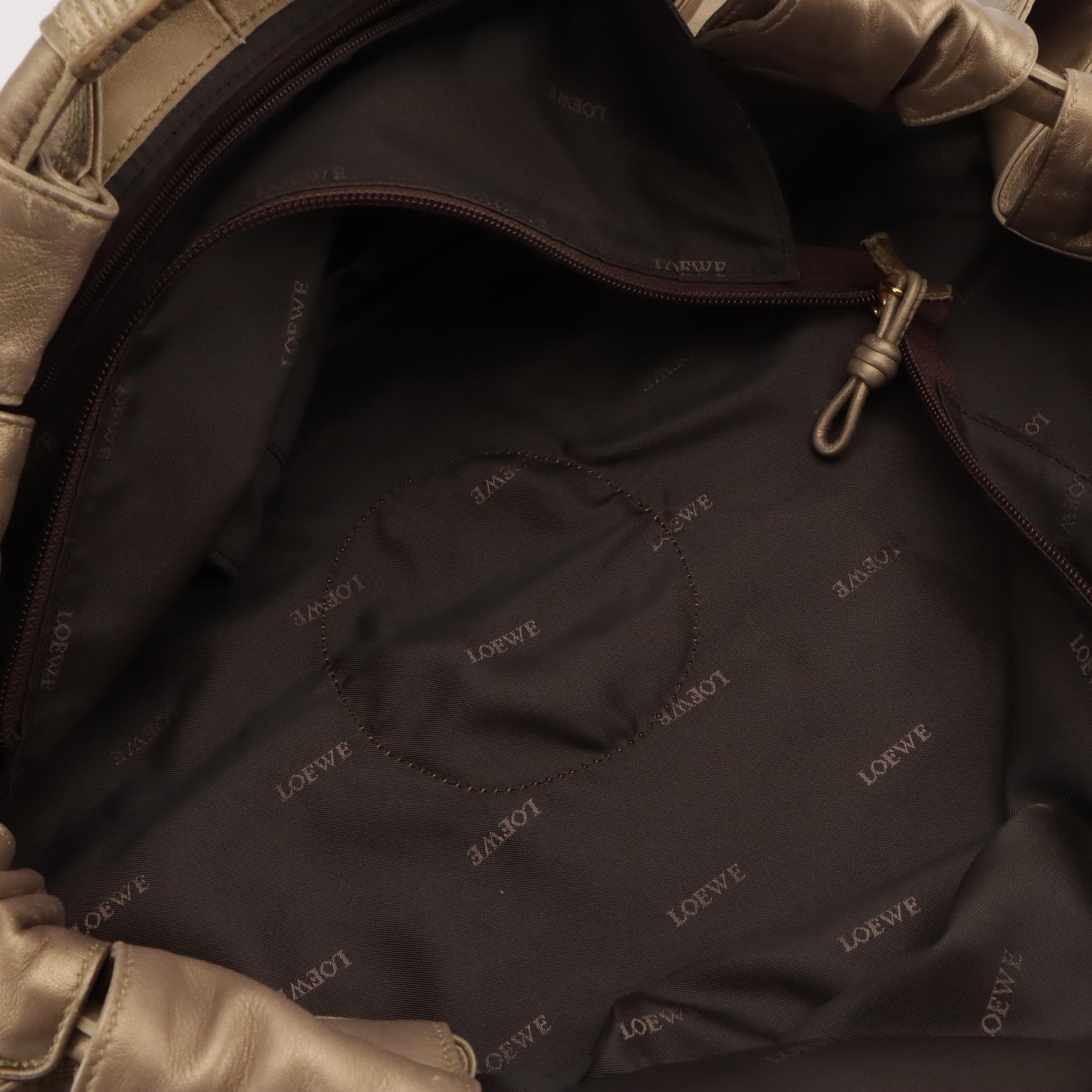 Loewe Aire Handbag in Anagram Embossed Metallic Gold Nappa Leather