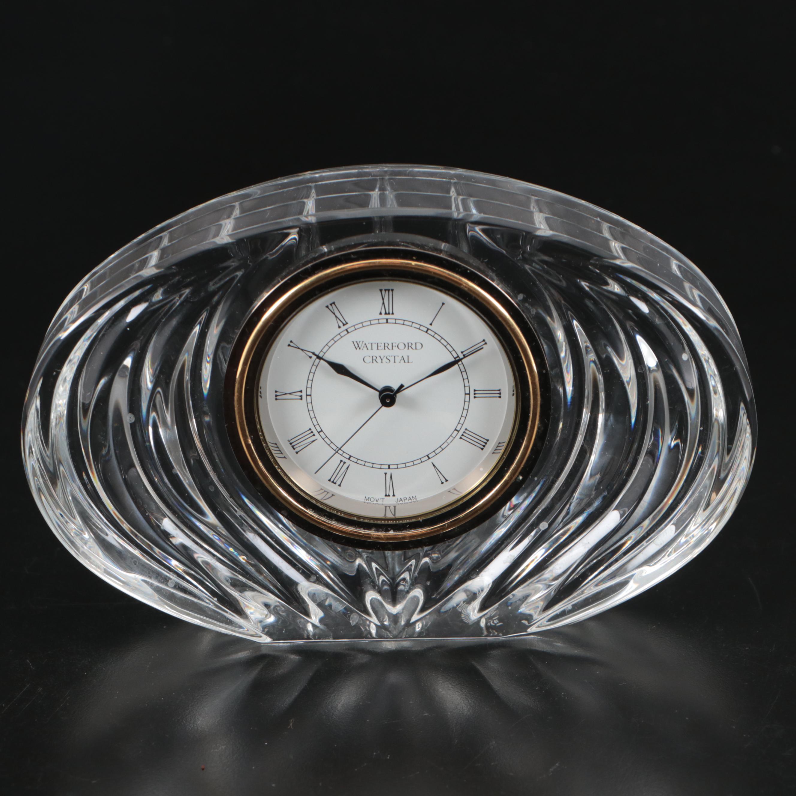 Waterford Crystal Desk Clock with Montauk Candle Co. "Moon Tide" Candle