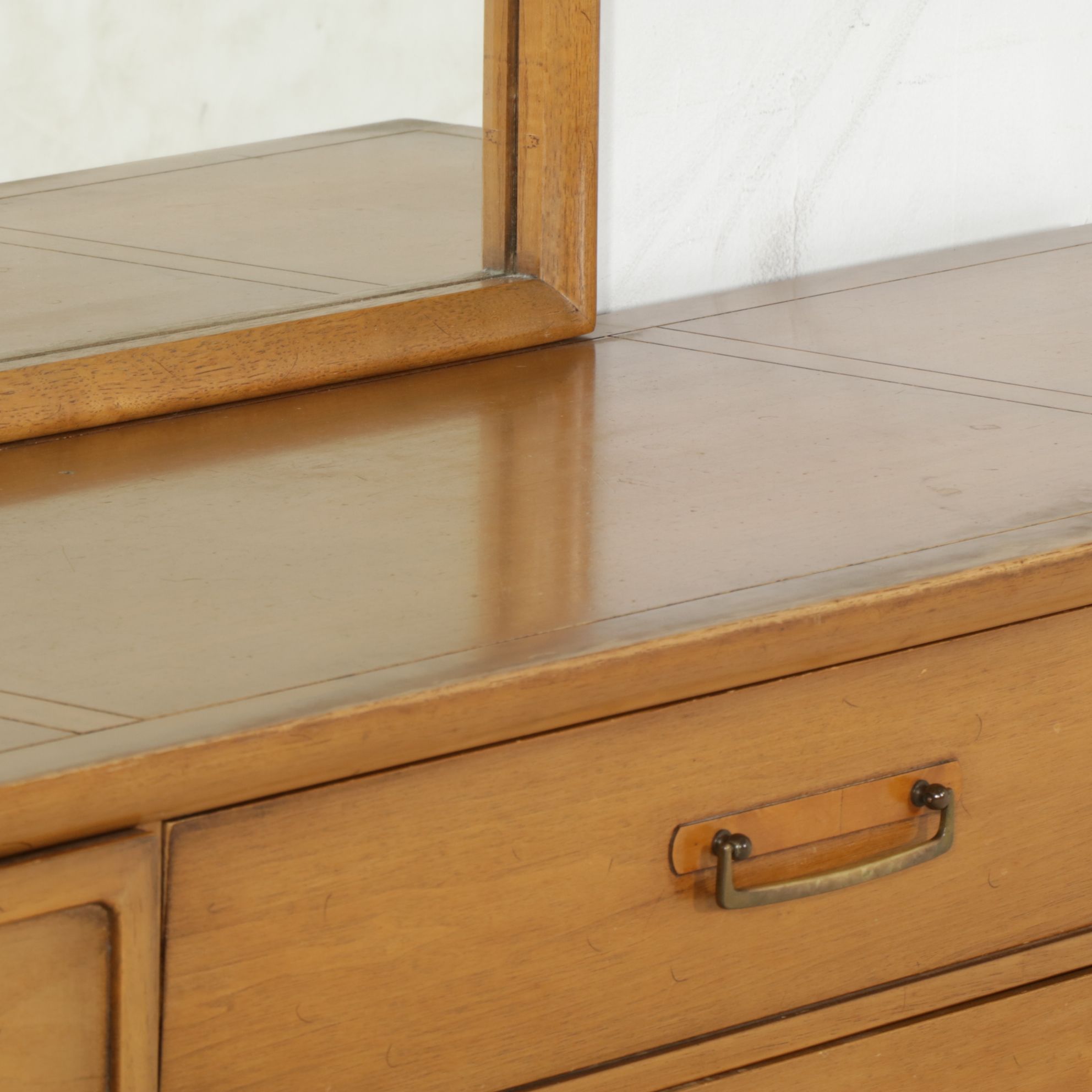 Drexel "Meridian" Mid Century Modern Pecan Dresser and Mirror
