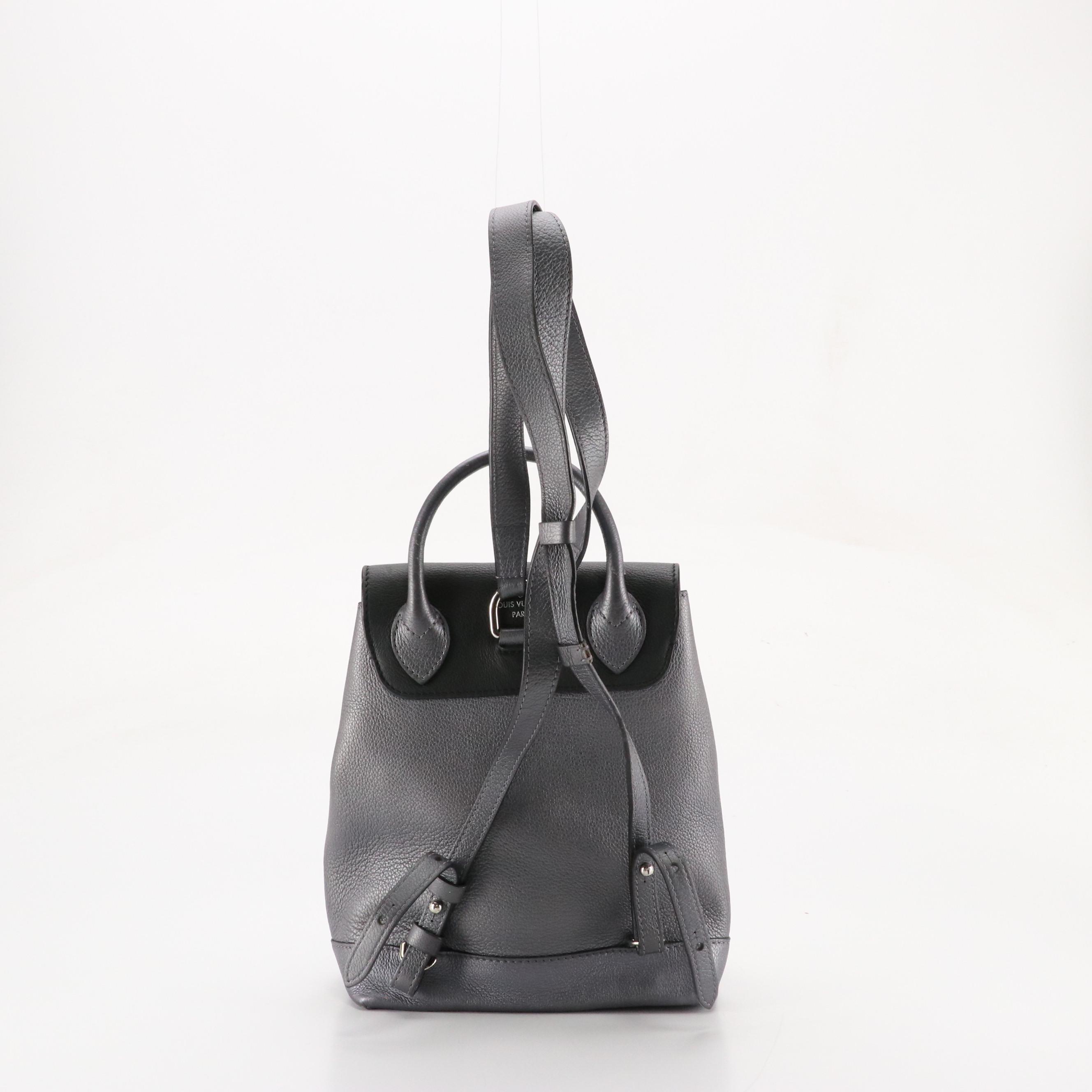 Louis Vuitton Eyelet Lockme Backpack in Grey Metallic and Black Calfskin Leather