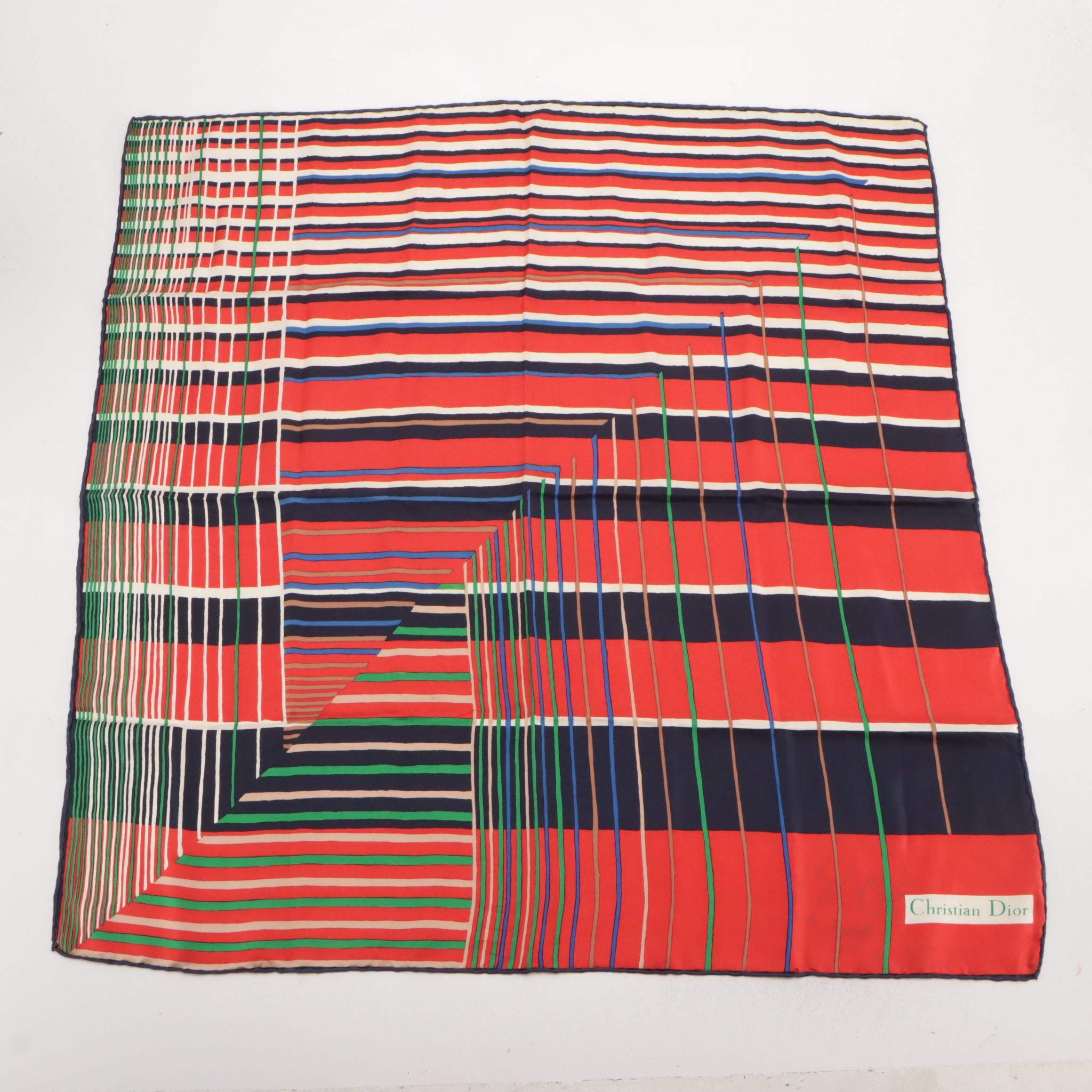 Christian Dior Multi-Striped Silk Twill Scarf