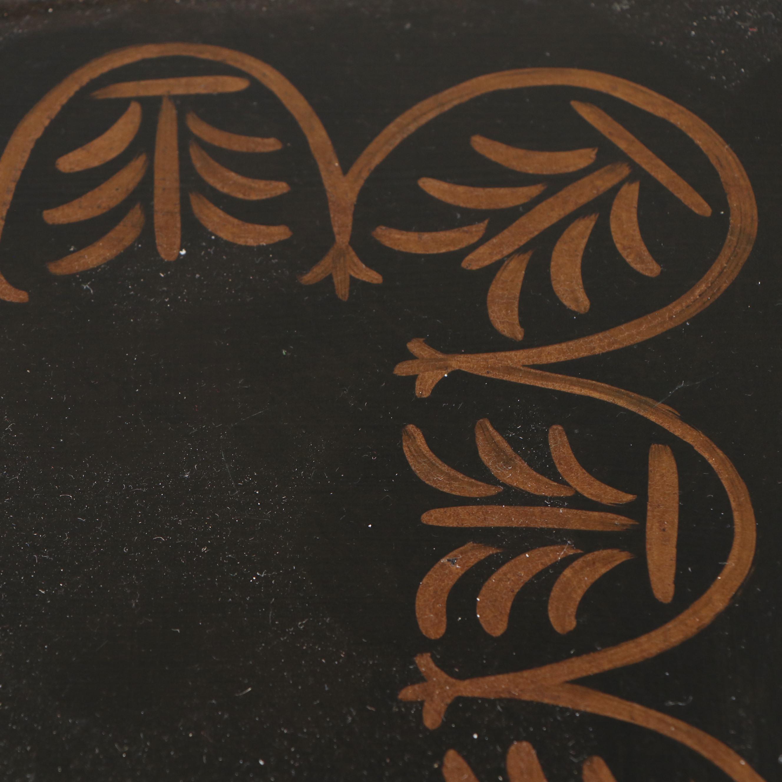 Pair of Italian Paint-Decorated Wood and Scrolled Metal End Tables, Late 20th C.