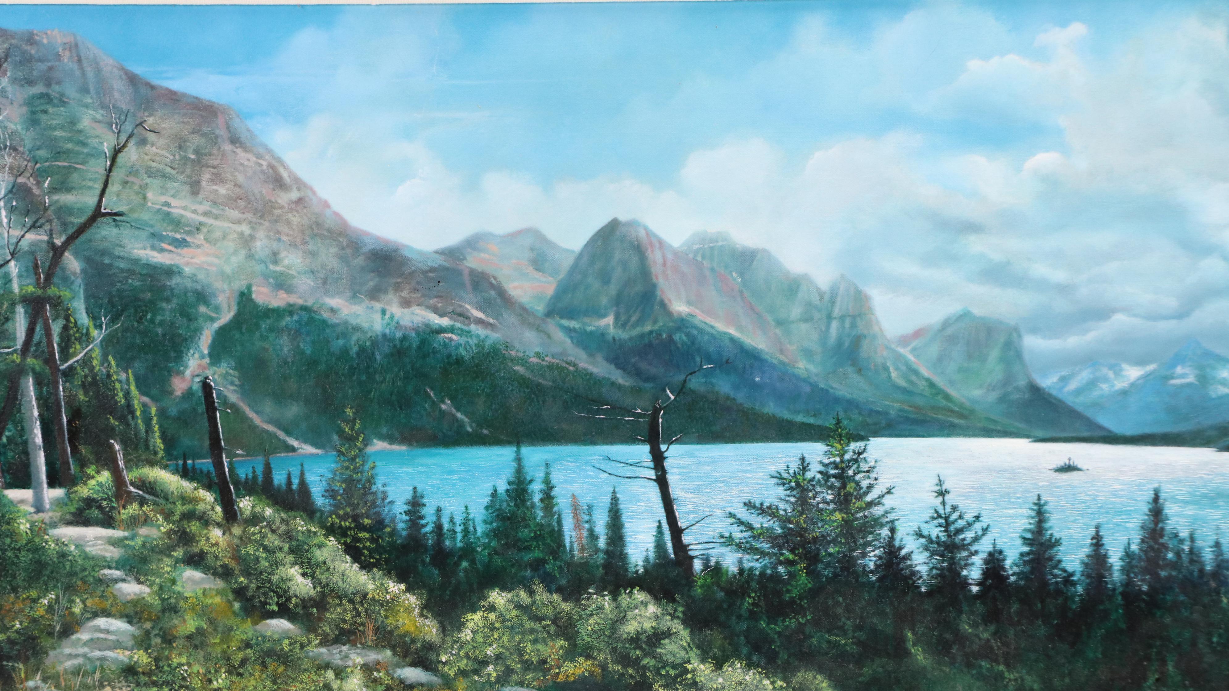 Paul Guthrie Nelson Mountainous Landscape Oil Painting of Wild Goose Island