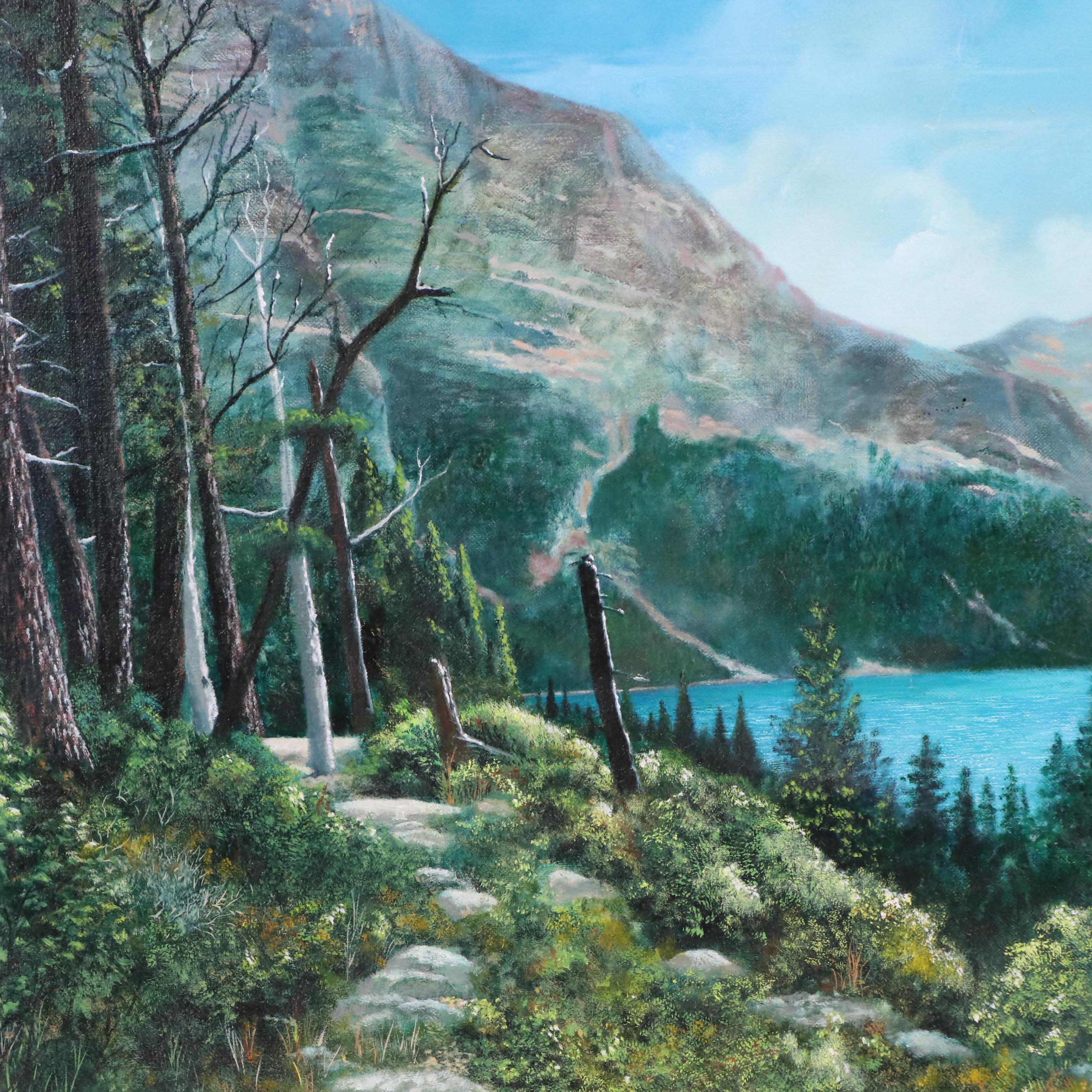 Paul Guthrie Nelson Mountainous Landscape Oil Painting of Wild Goose Island