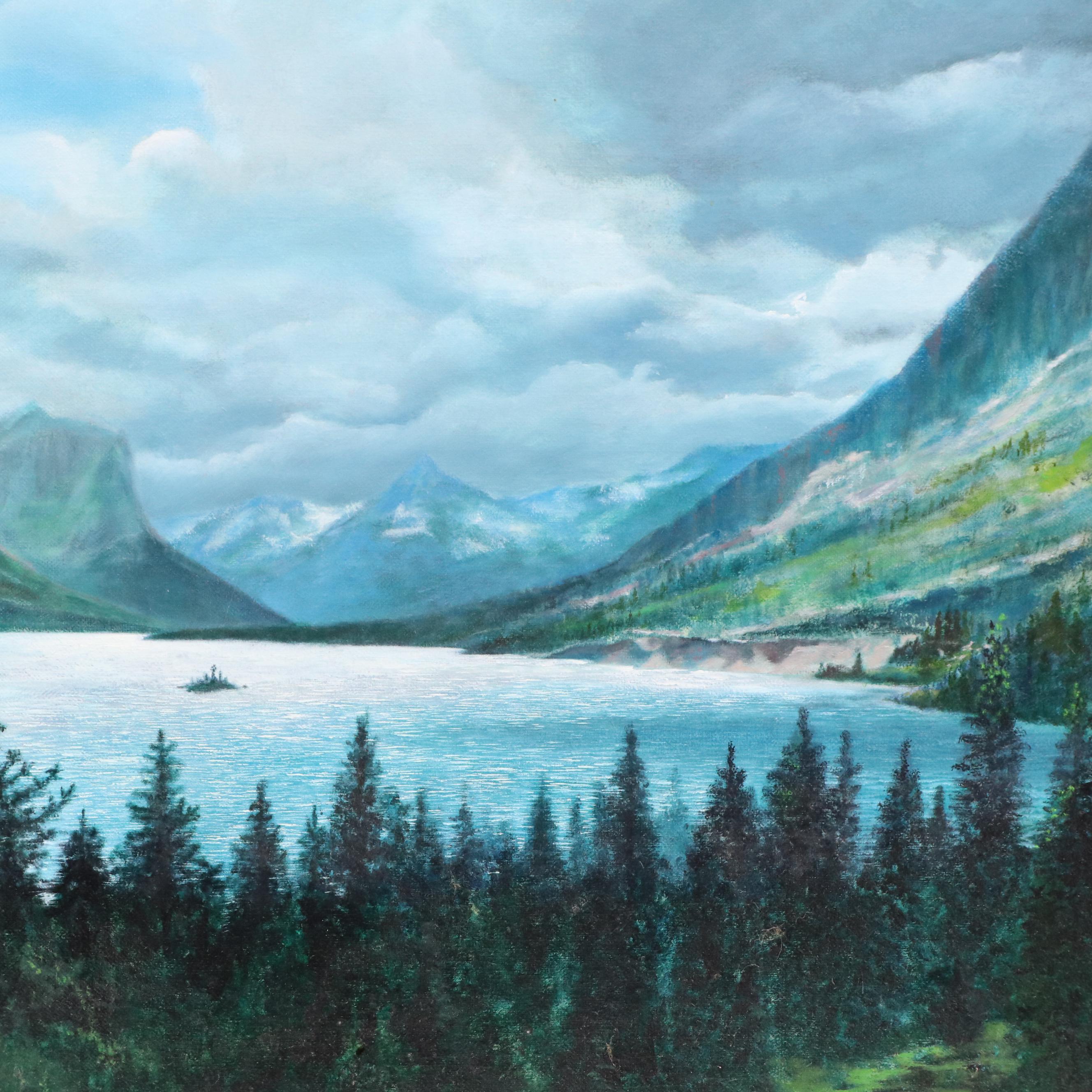 Paul Guthrie Nelson Mountainous Landscape Oil Painting of Wild Goose Island