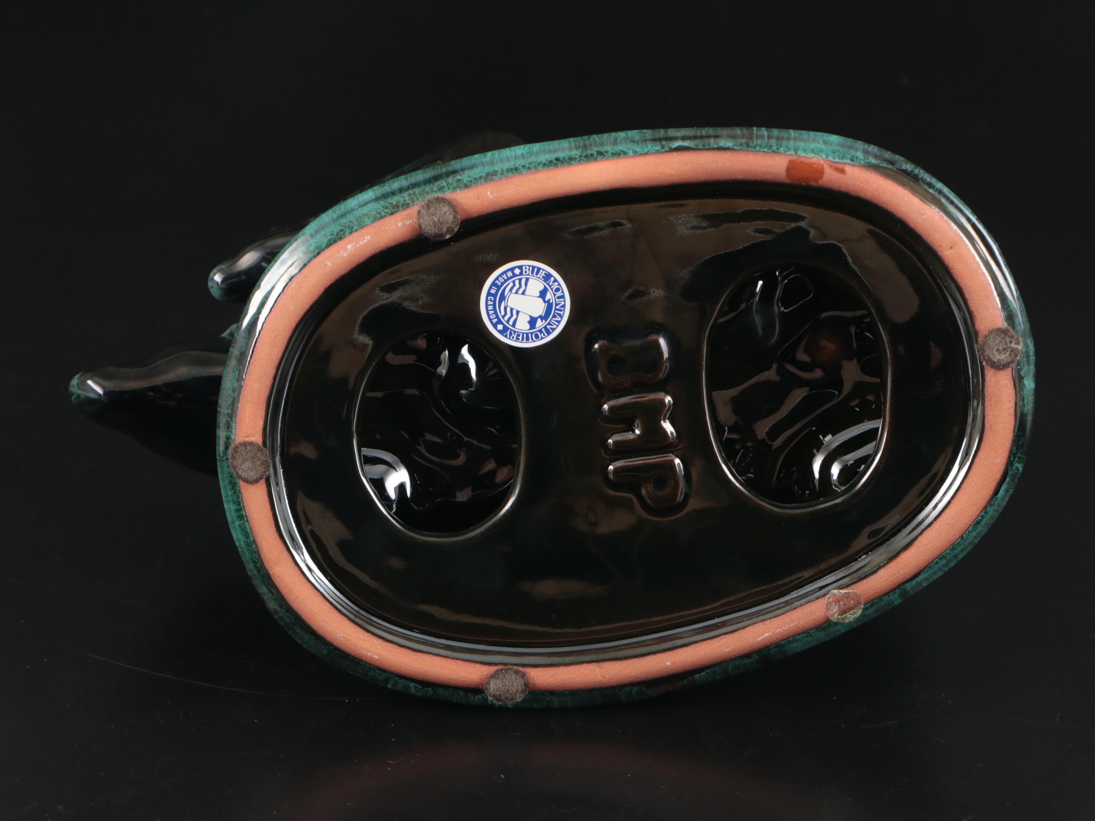 Ceramic Polar Bear and Cubs on Wood Base Music Box with Ceramic Bear Figures