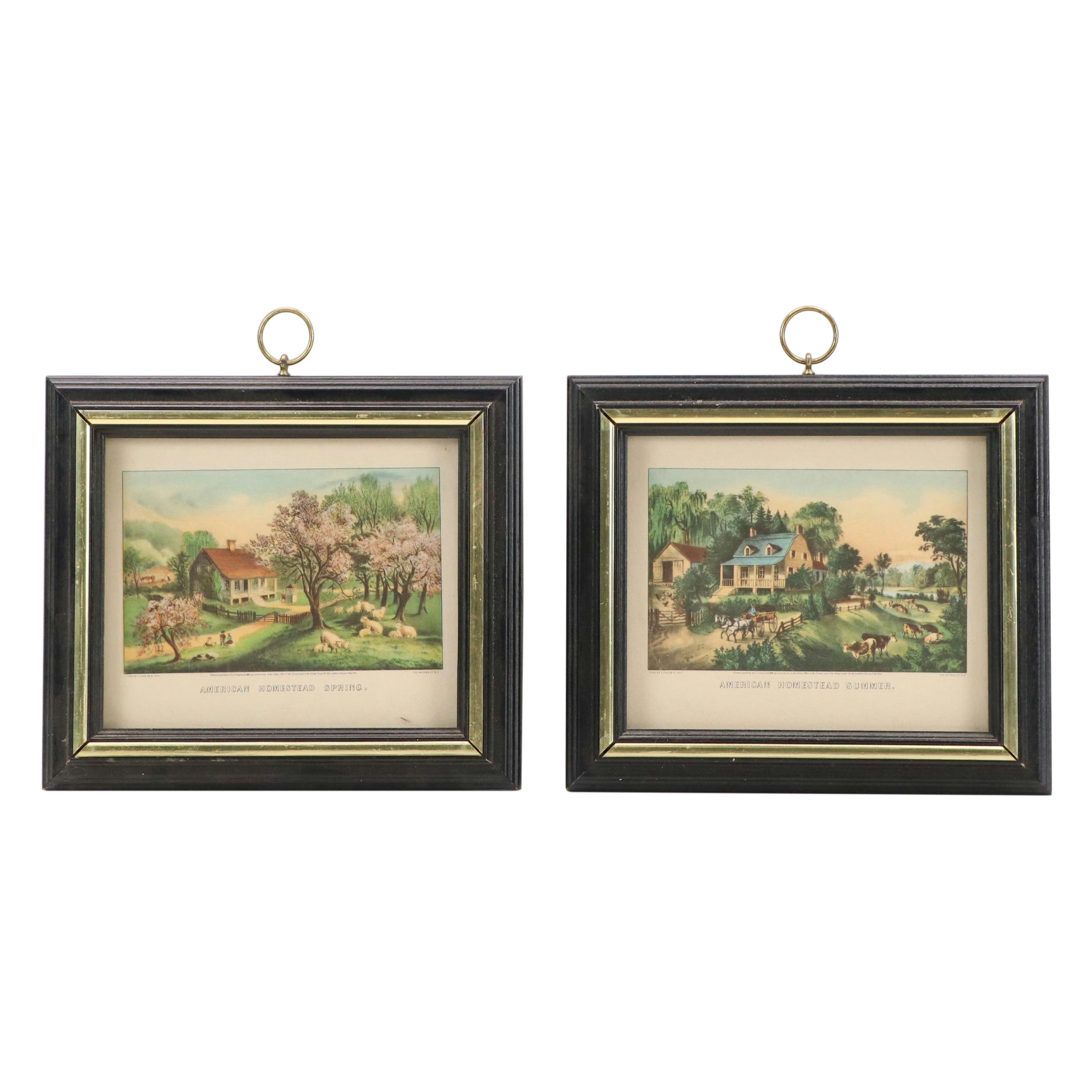Offset Lithographs After Currier & Ives "American Homestead" Four Seasons