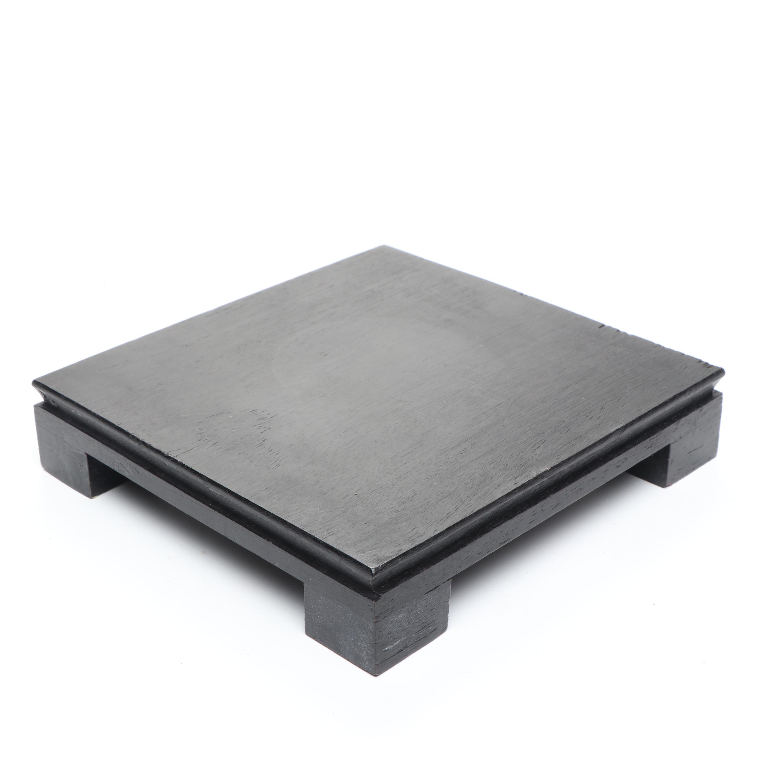 Chinese Blue and White Cloisonné Miniature Vases and Planter Bowl on Wood Base