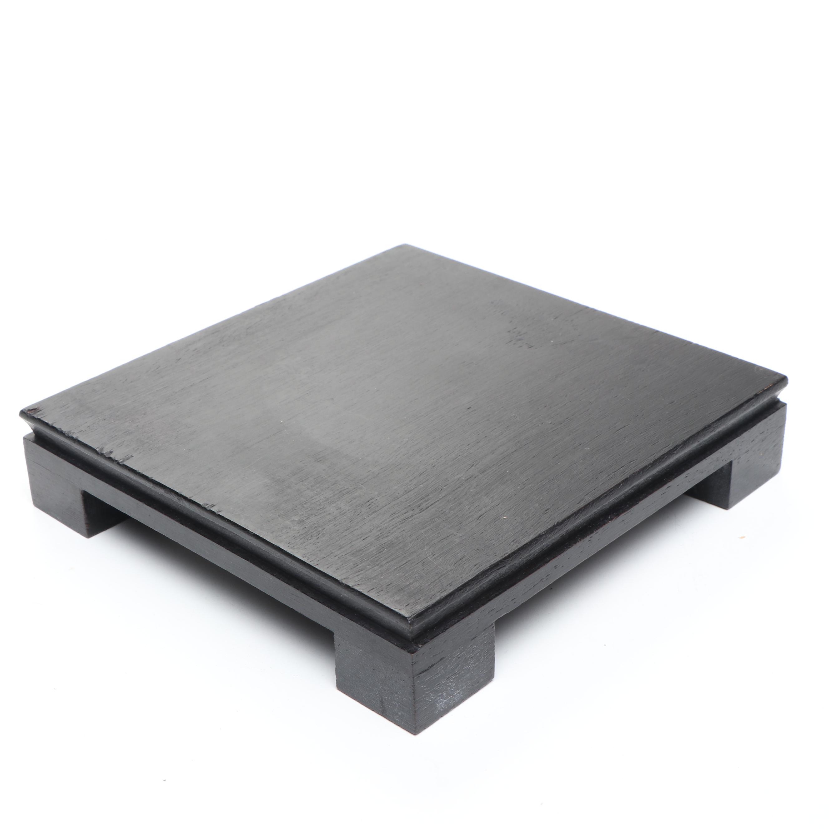 Chinese Blue and White Cloisonné Miniature Vases and Planter Bowl on Wood Base