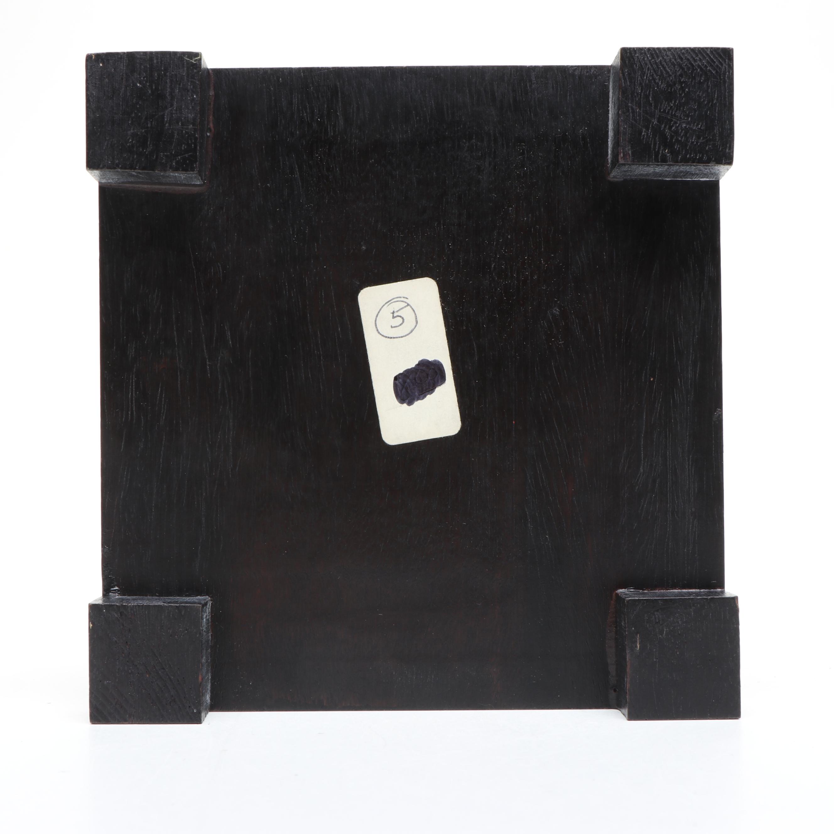 Chinese Blue and White Cloisonné Miniature Vases and Planter Bowl on Wood Base