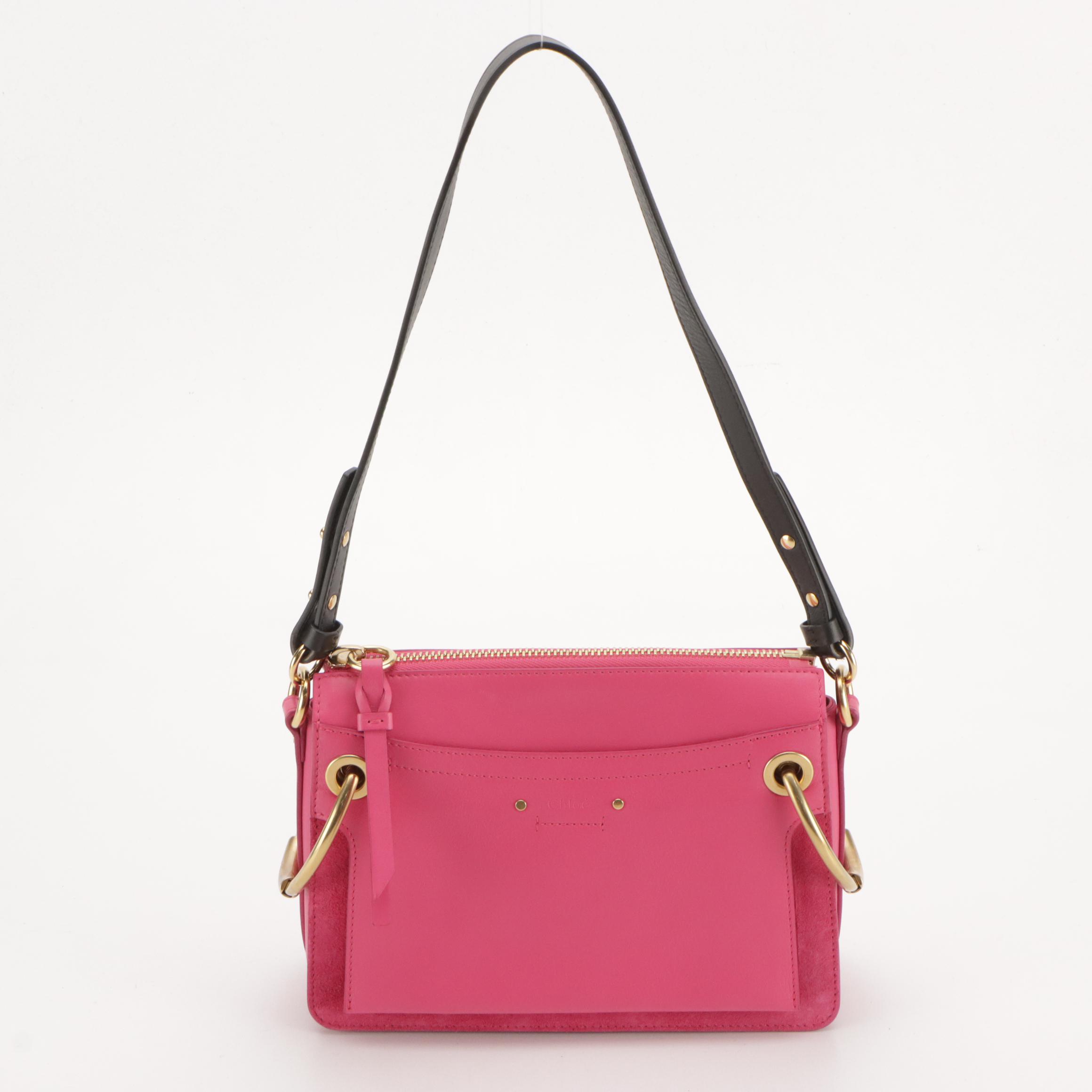 Chloé Roy Two-Way Bag in Hot Pink Calfskin Leather and Suede