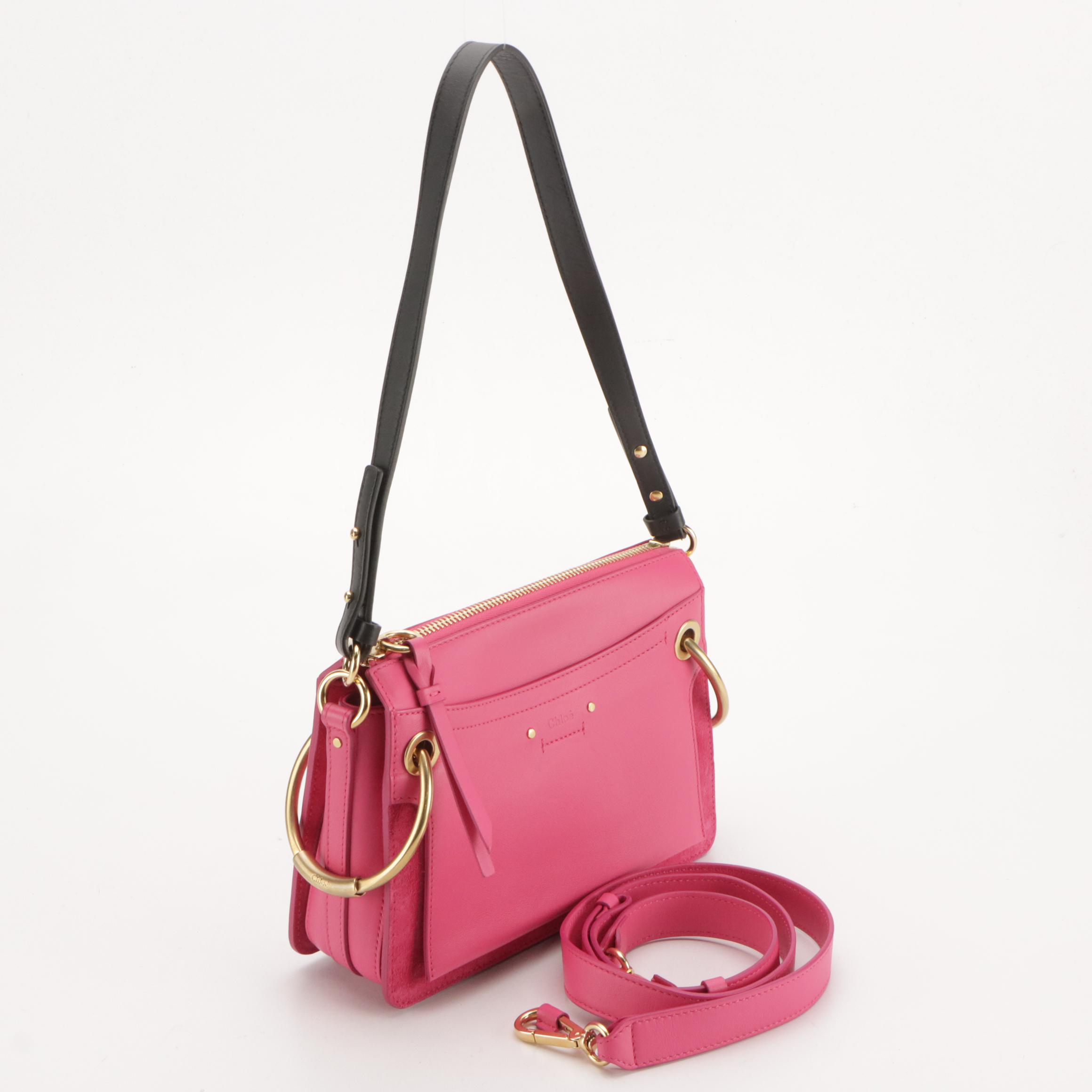 Chloé Roy Two-Way Bag in Hot Pink Calfskin Leather and Suede
