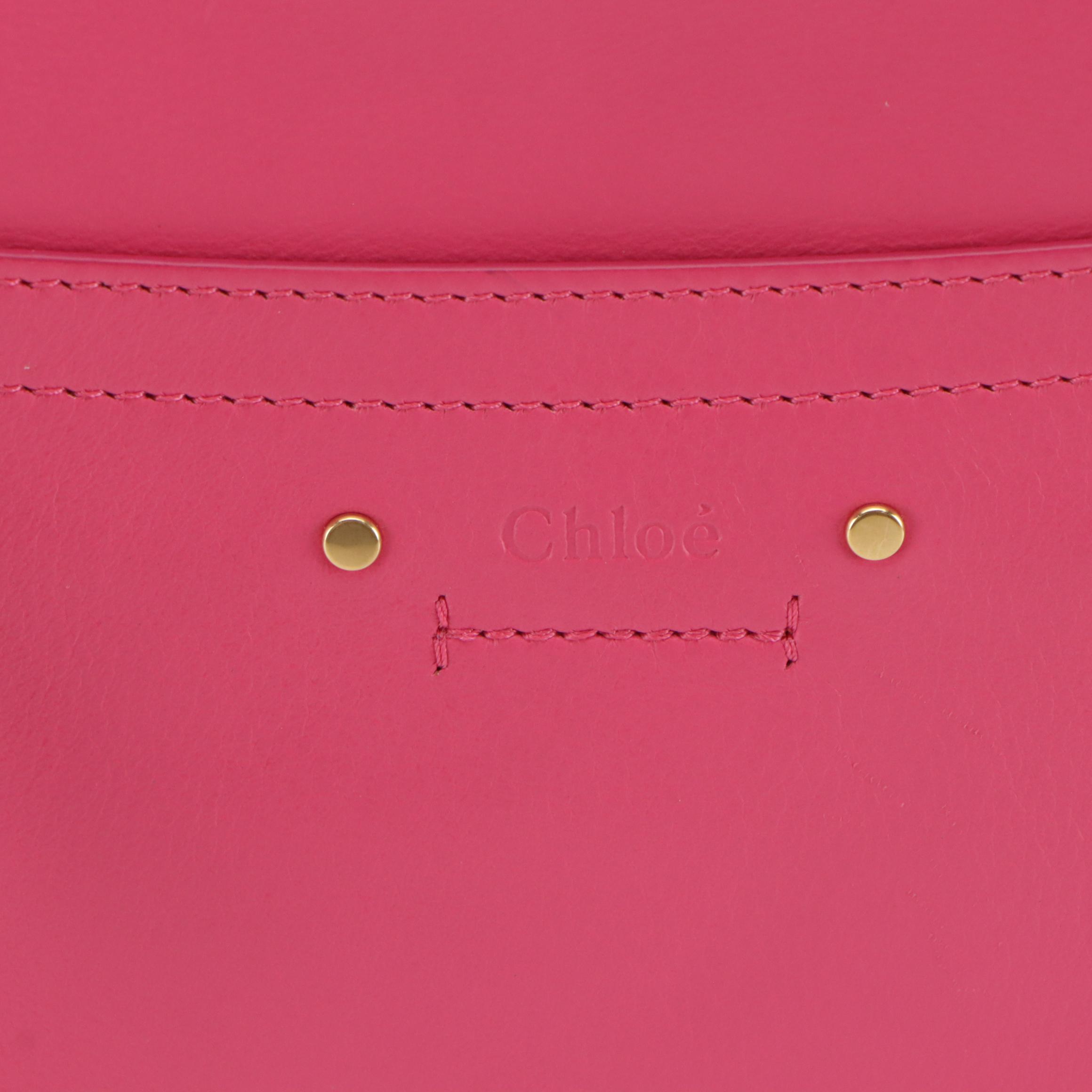 Chloé Roy Two-Way Bag in Hot Pink Calfskin Leather and Suede