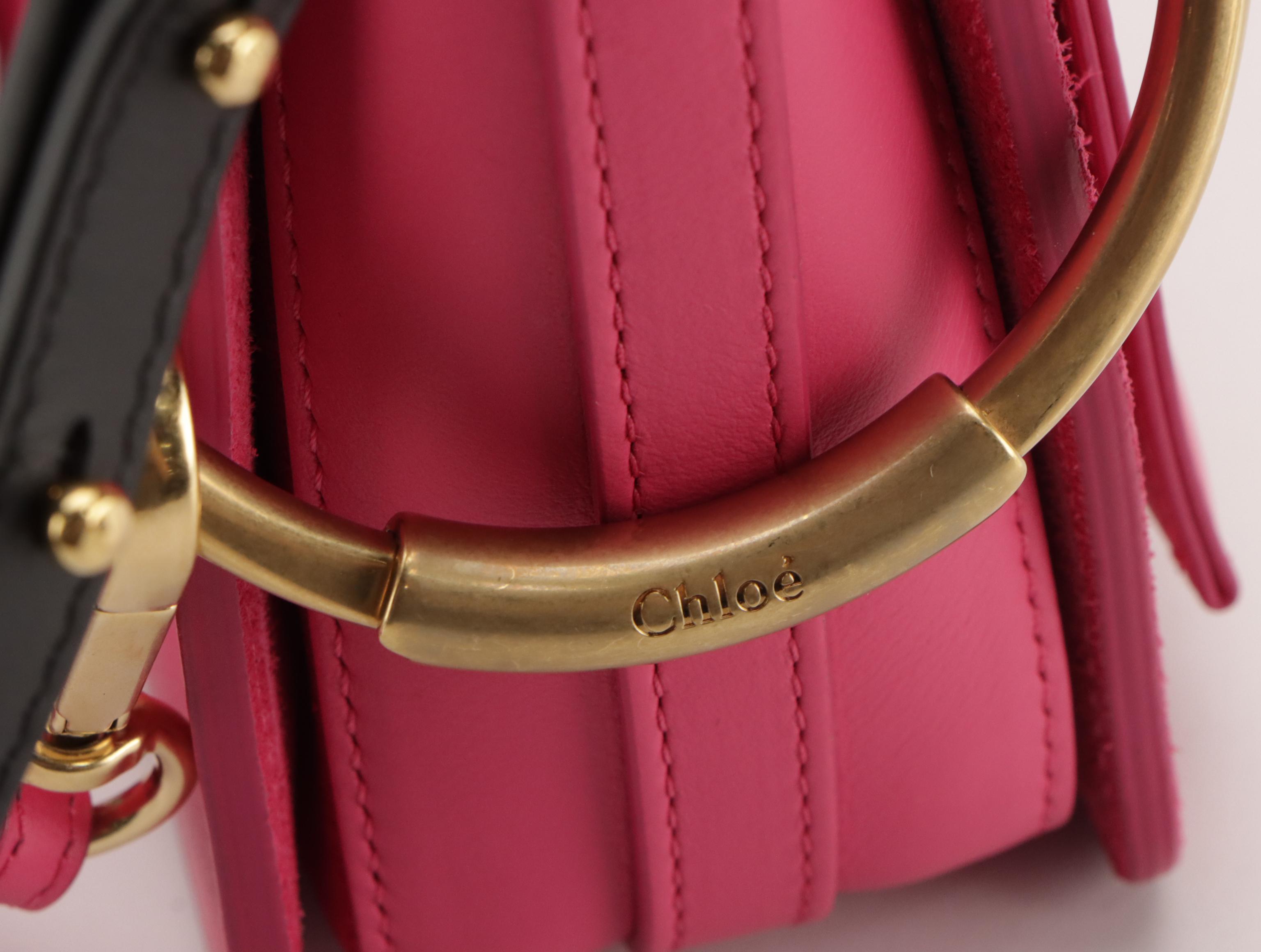 Chloé Roy Two-Way Bag in Hot Pink Calfskin Leather and Suede