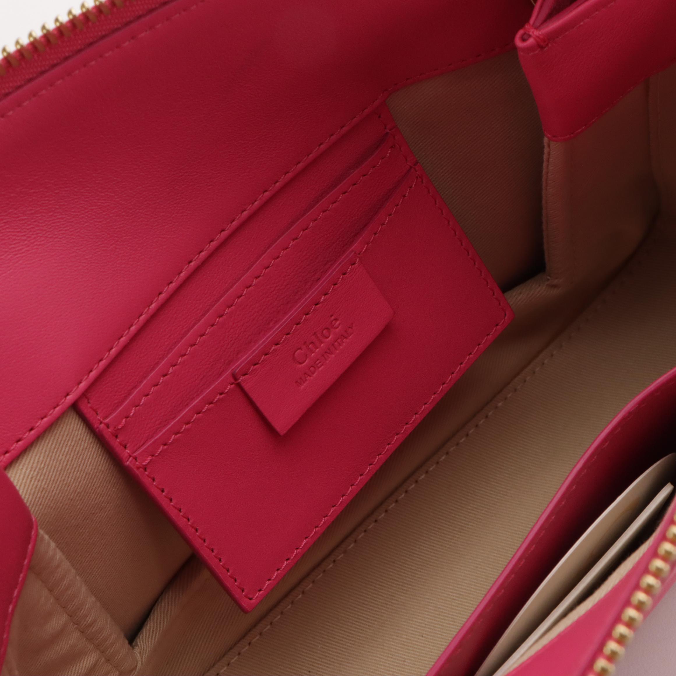 Chloé Roy Two-Way Bag in Hot Pink Calfskin Leather and Suede