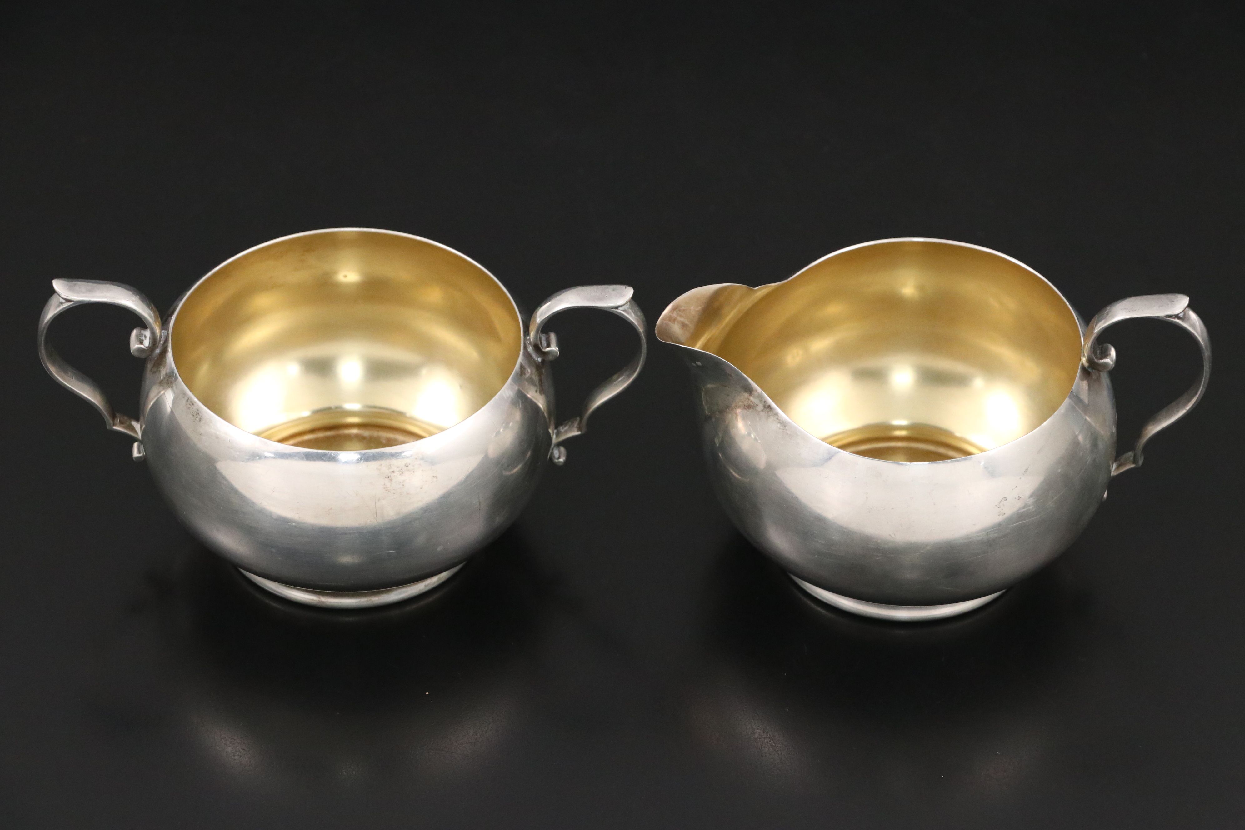 Gorham Sterling Silver Creamer and Sugar with Other Sterling Silver Candlesticks