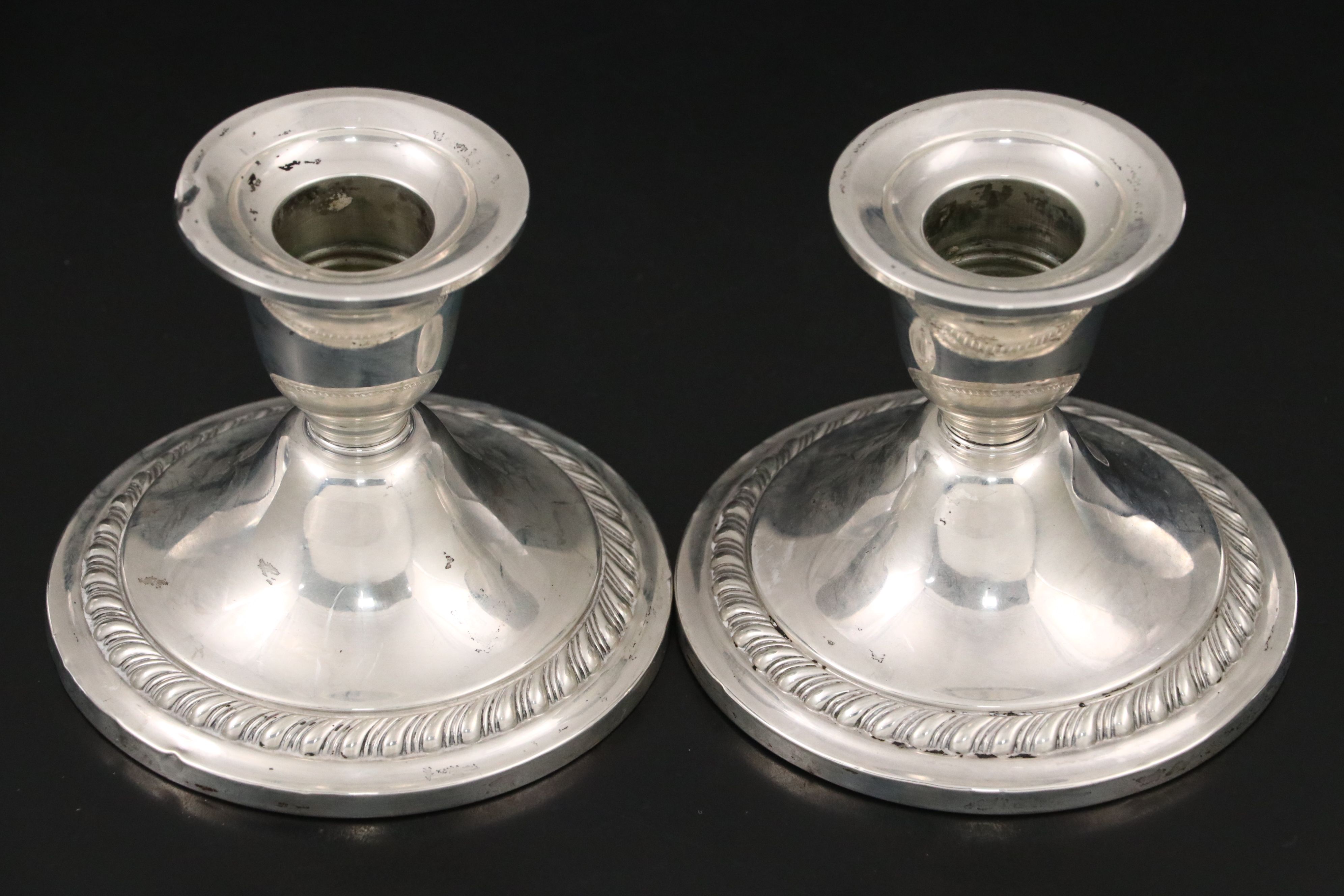 Gorham Sterling Silver Creamer and Sugar with Other Sterling Silver Candlesticks