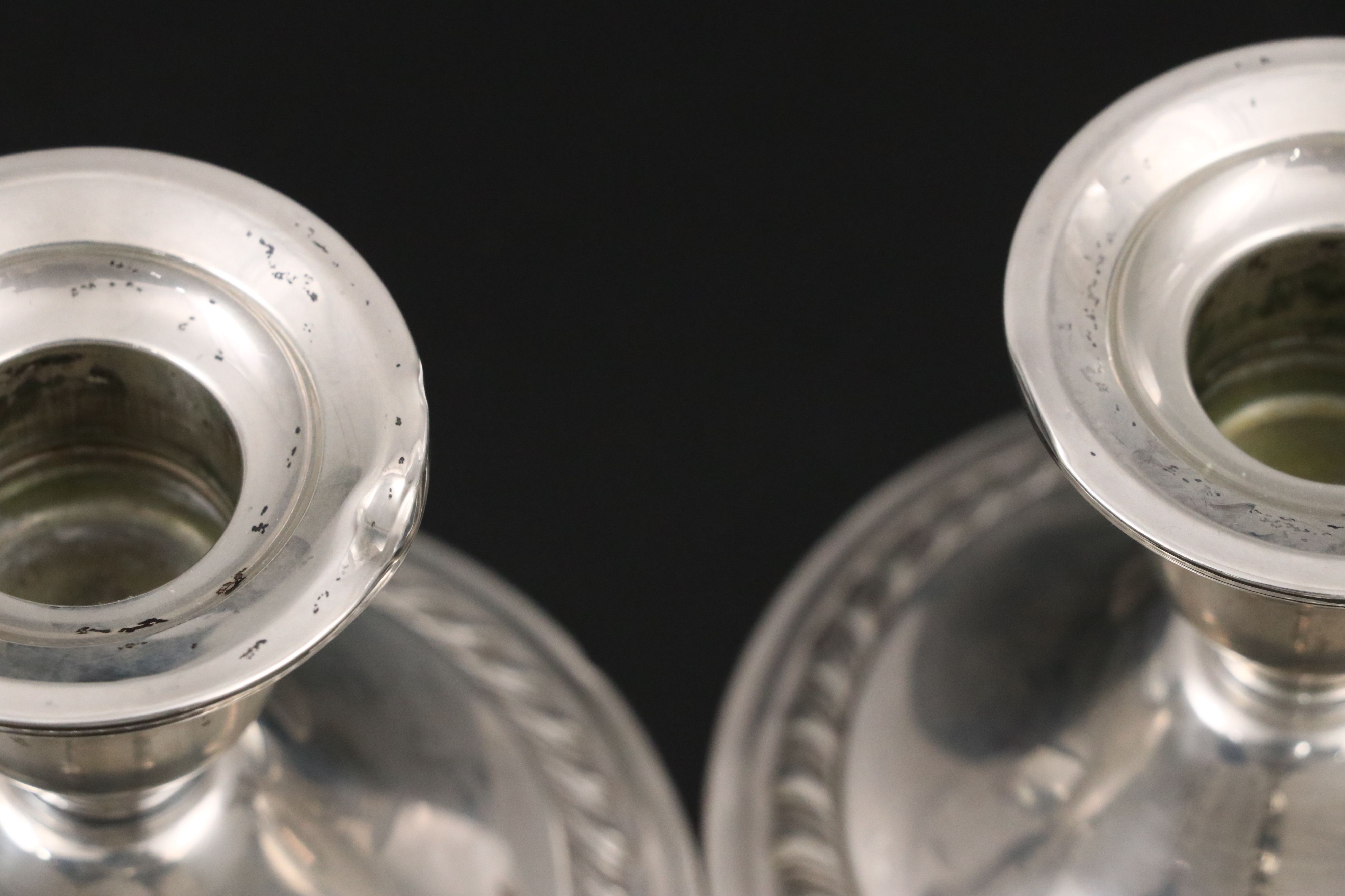 Gorham Sterling Silver Creamer and Sugar with Other Sterling Silver Candlesticks