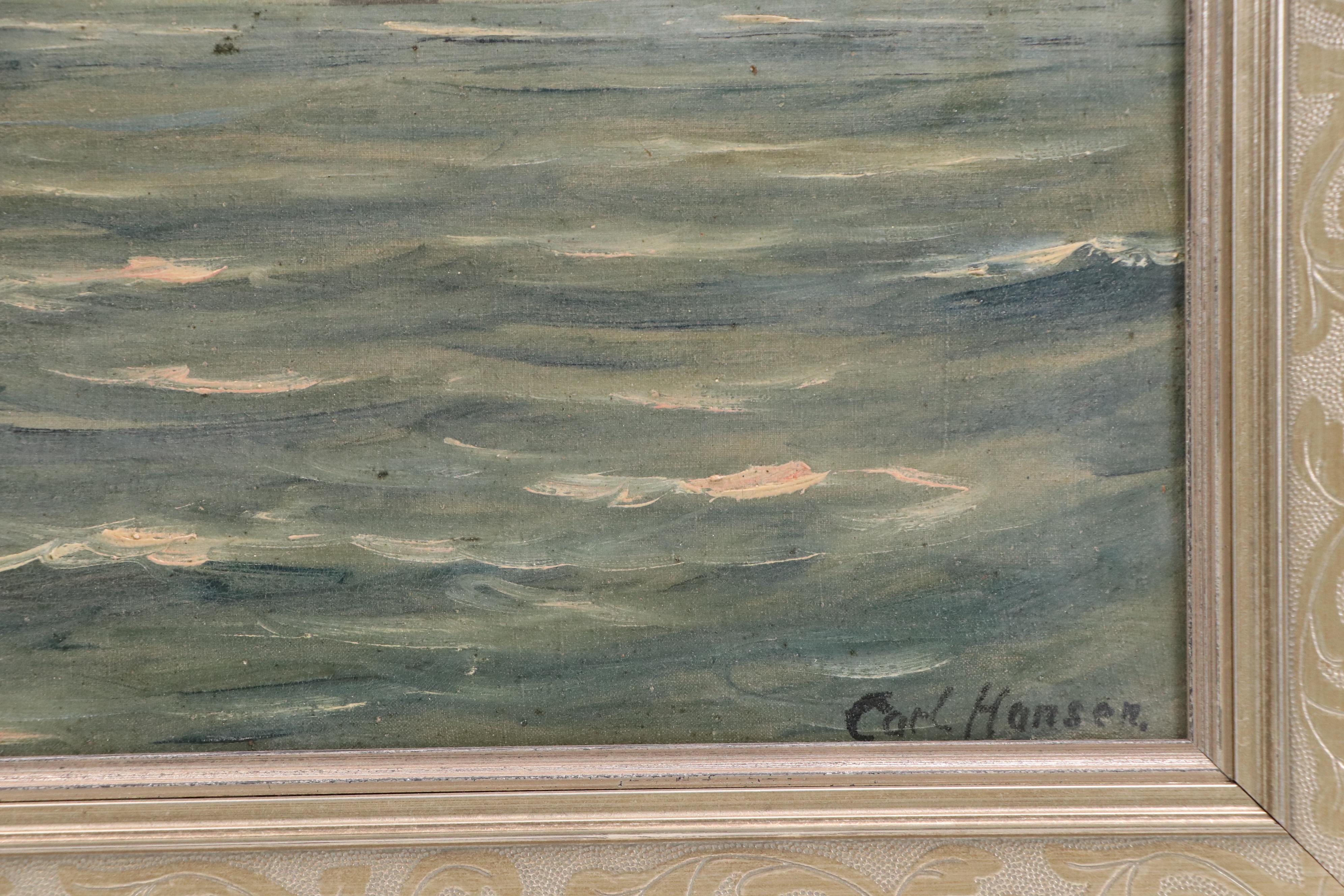 Carl Hansen Marine Scene With Ships Oil Painting