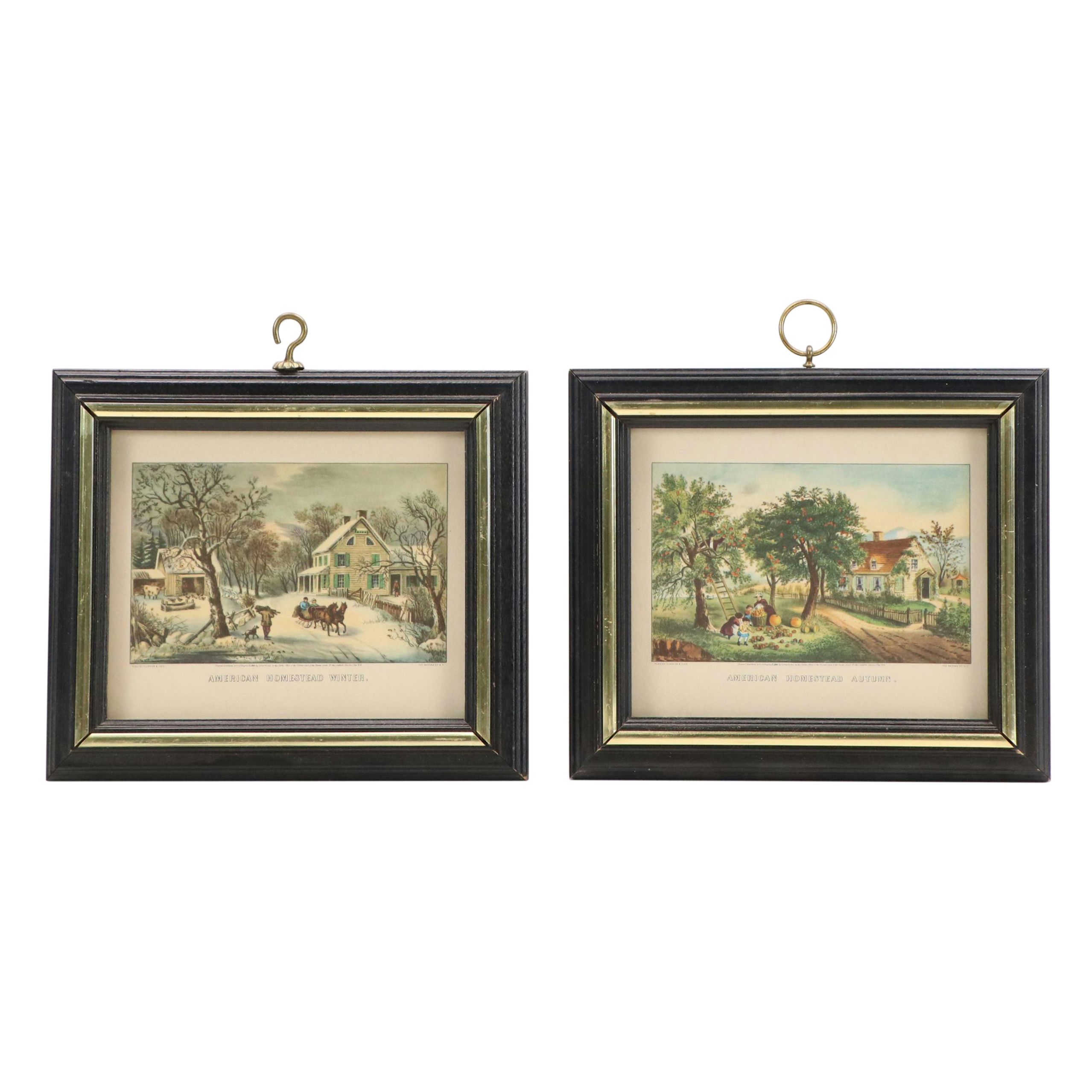 Offset Lithographs After Currier & Ives "American Homestead" Four Seasons